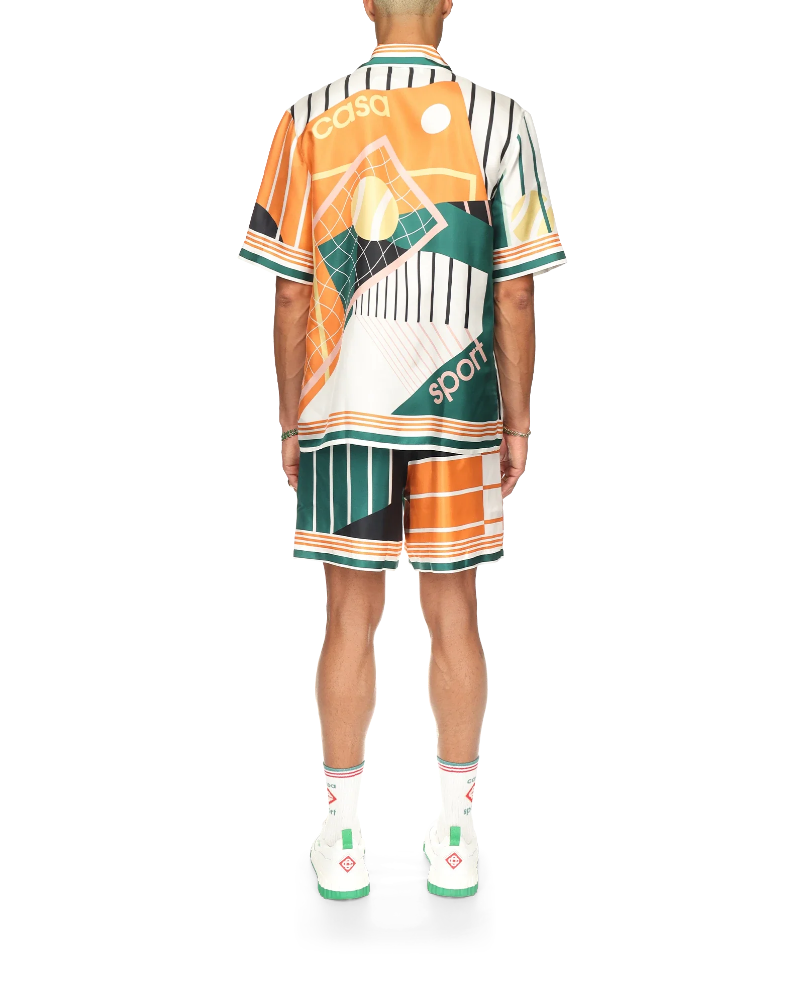 Court Abstrait Short Sleeve Silk Shirt