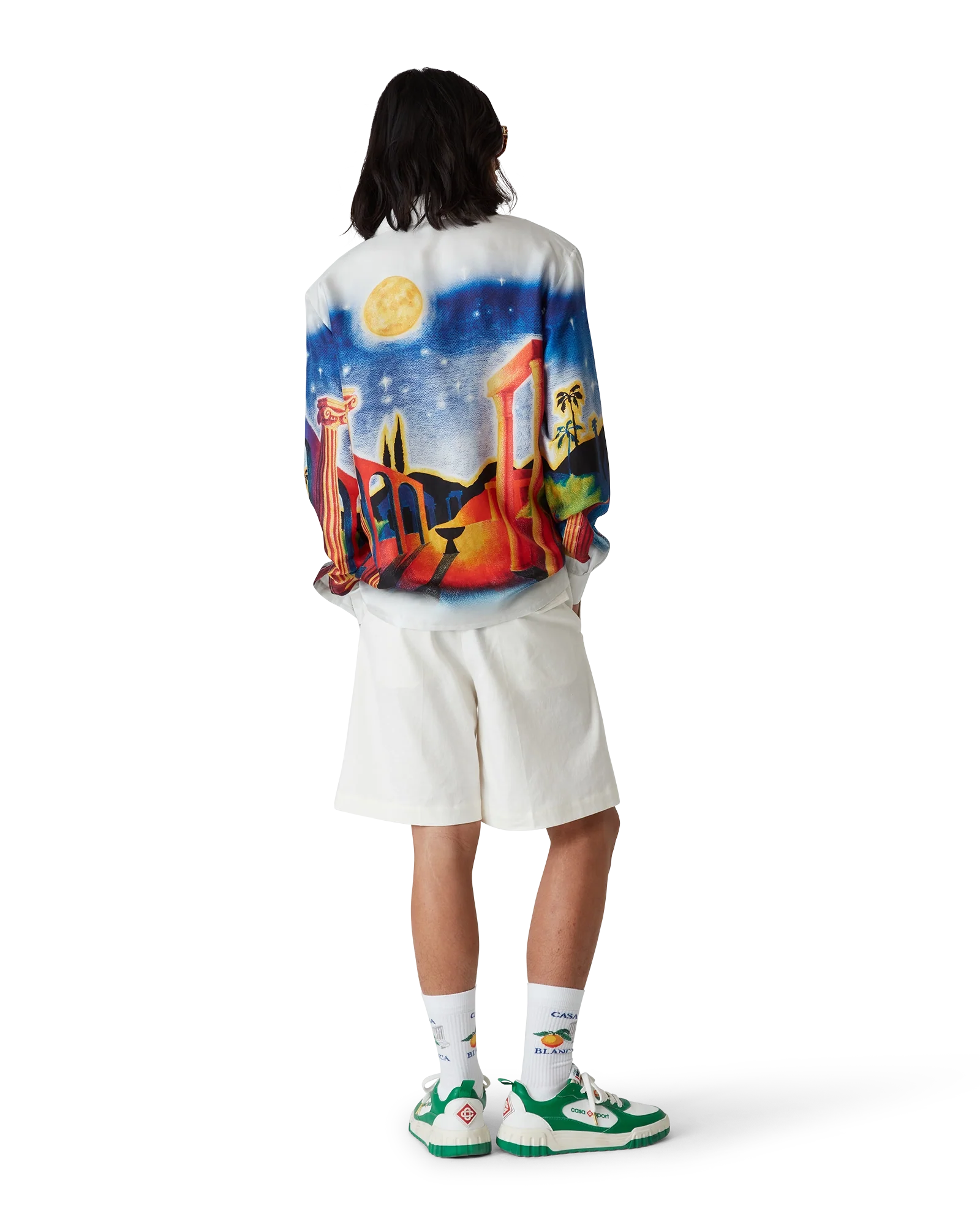 Midnight Acropolis Long Sleeve Silk Shirt