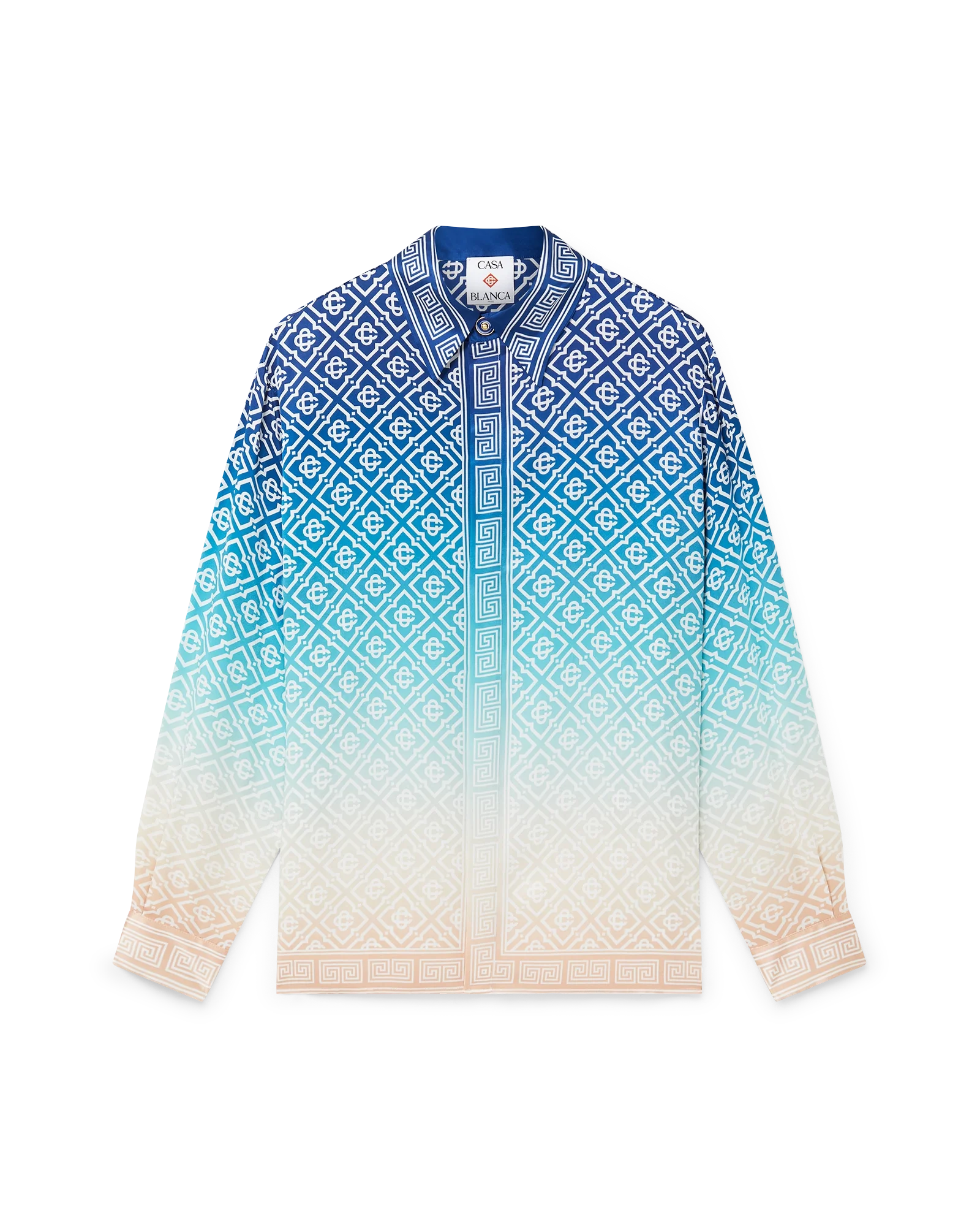 Jacquard Gradient Silk Long Sleeve Shirt