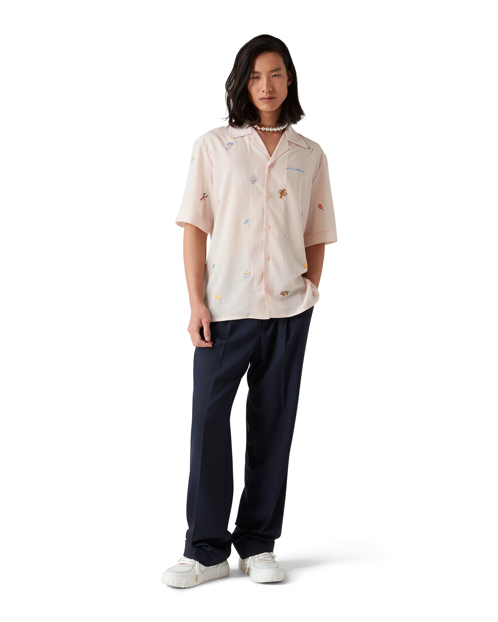 Embroidered Short Sleeve Motif Shirt