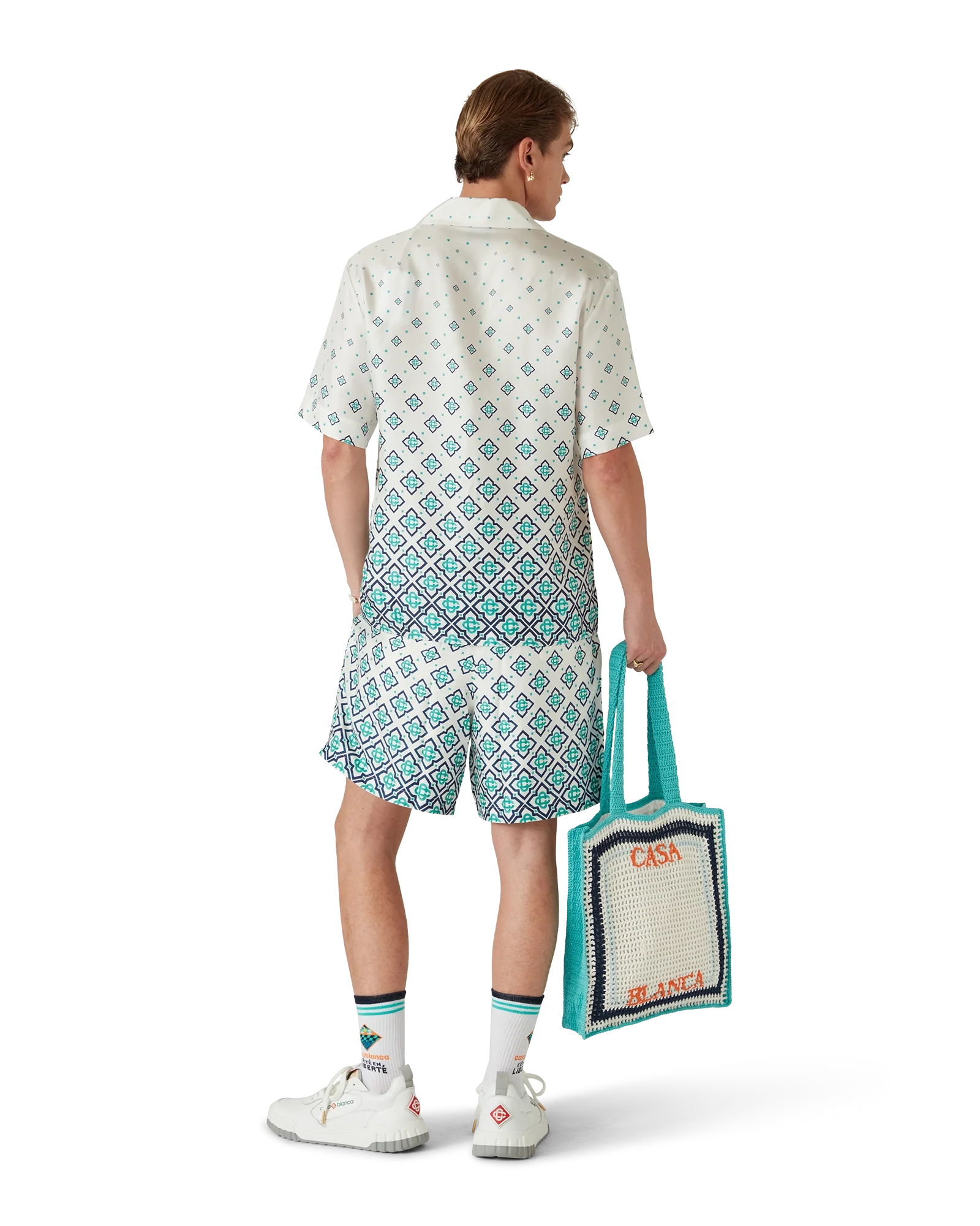 Gradient Monogram Short Sleeve Silk Shirt