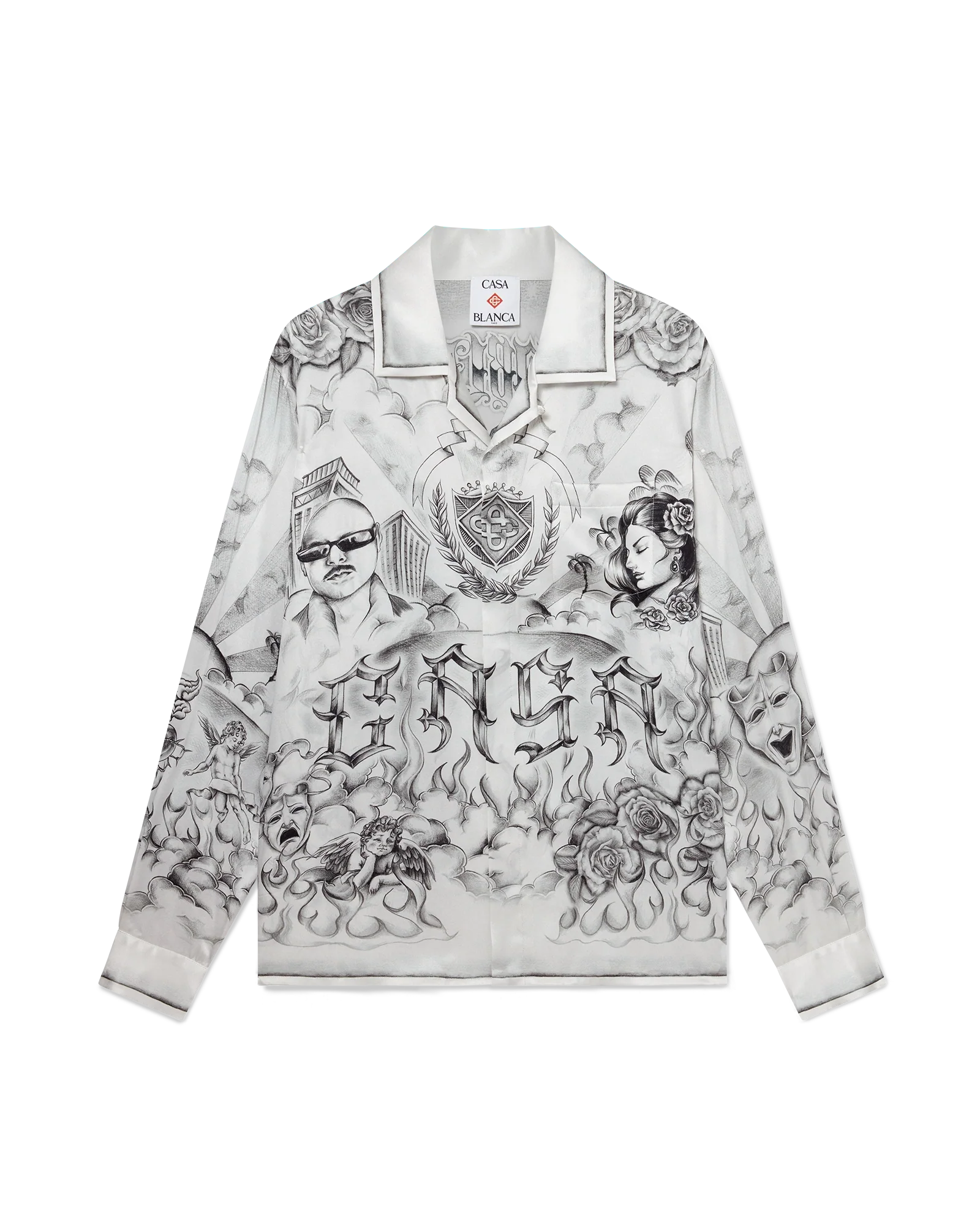 Tattoo Long Sleeve Silk Shirt