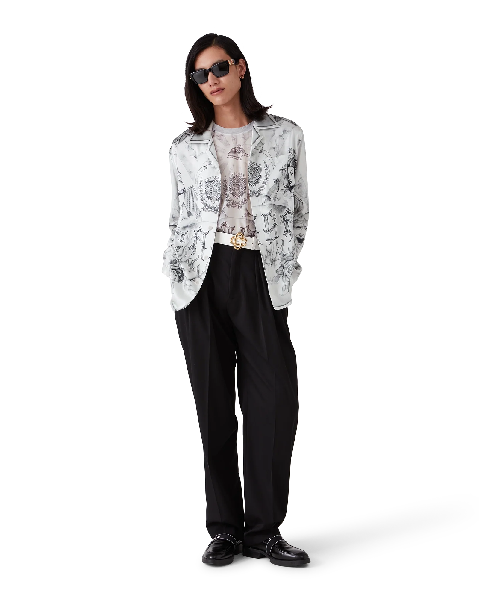 Tattoo Long Sleeve Silk Shirt