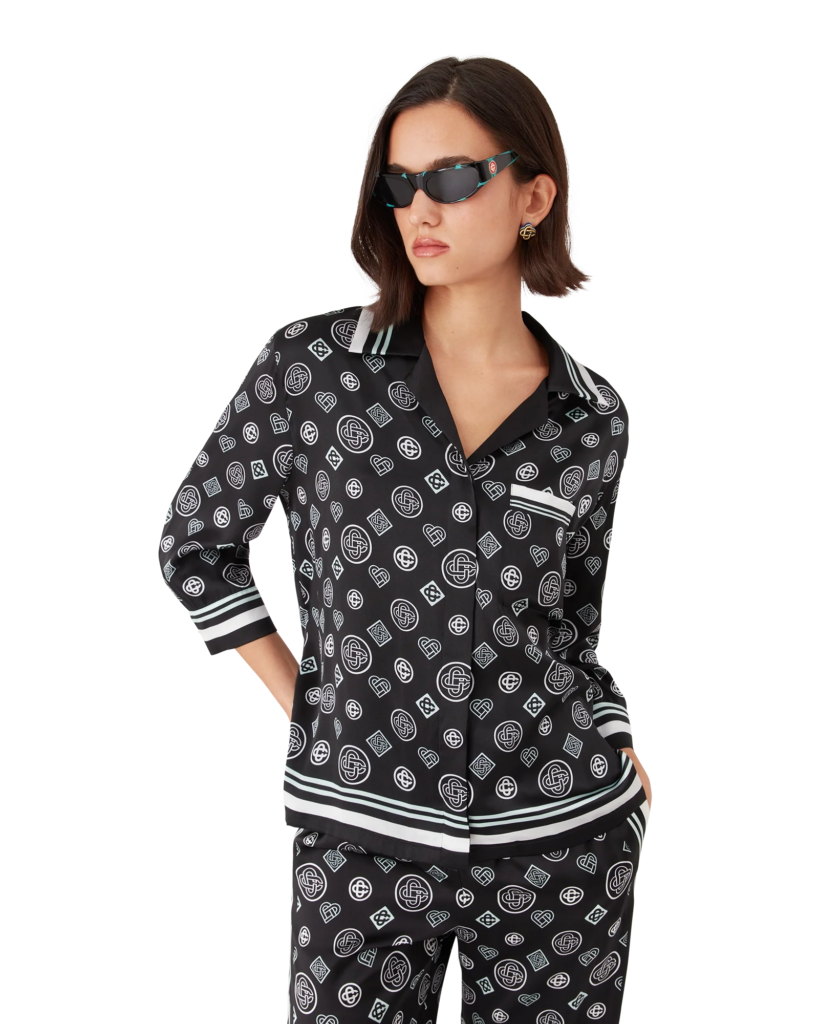 Monogram Pyjama Silk Satin Shirt
