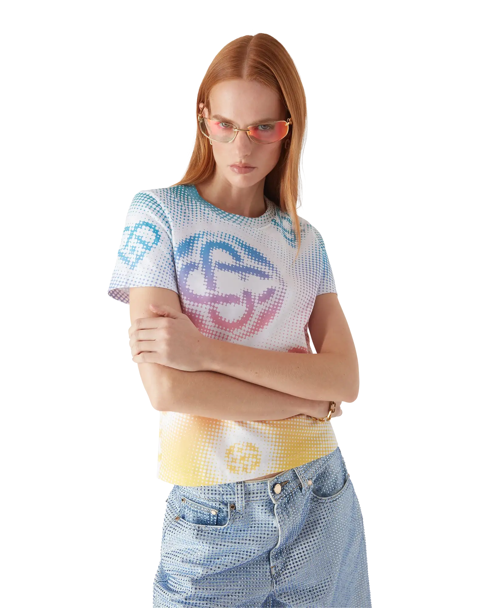 Halftone Logo Fitted Short Sleeve T-Shirt