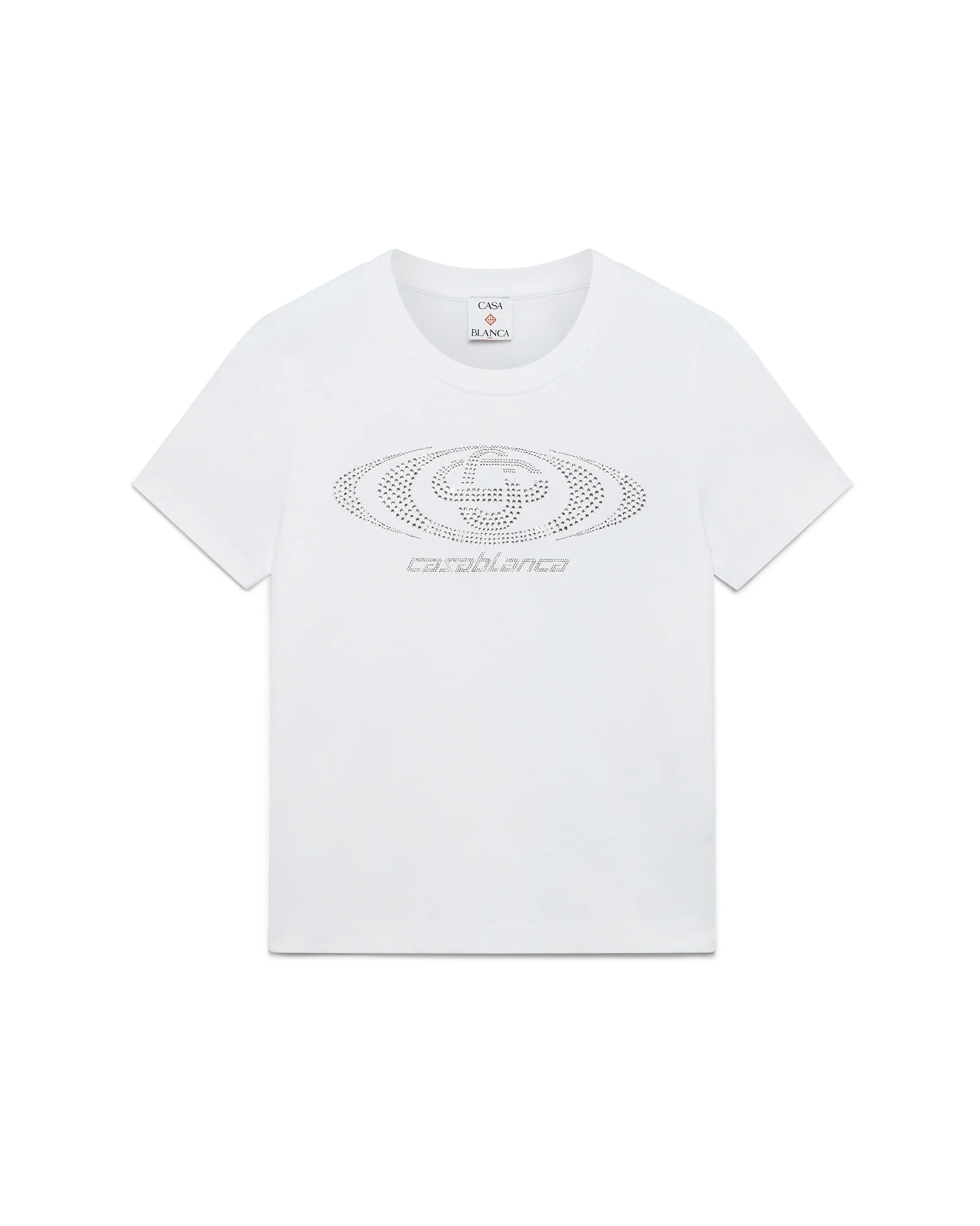 Crystal Warped Logo Fitted Short Sleeve T-Shirt