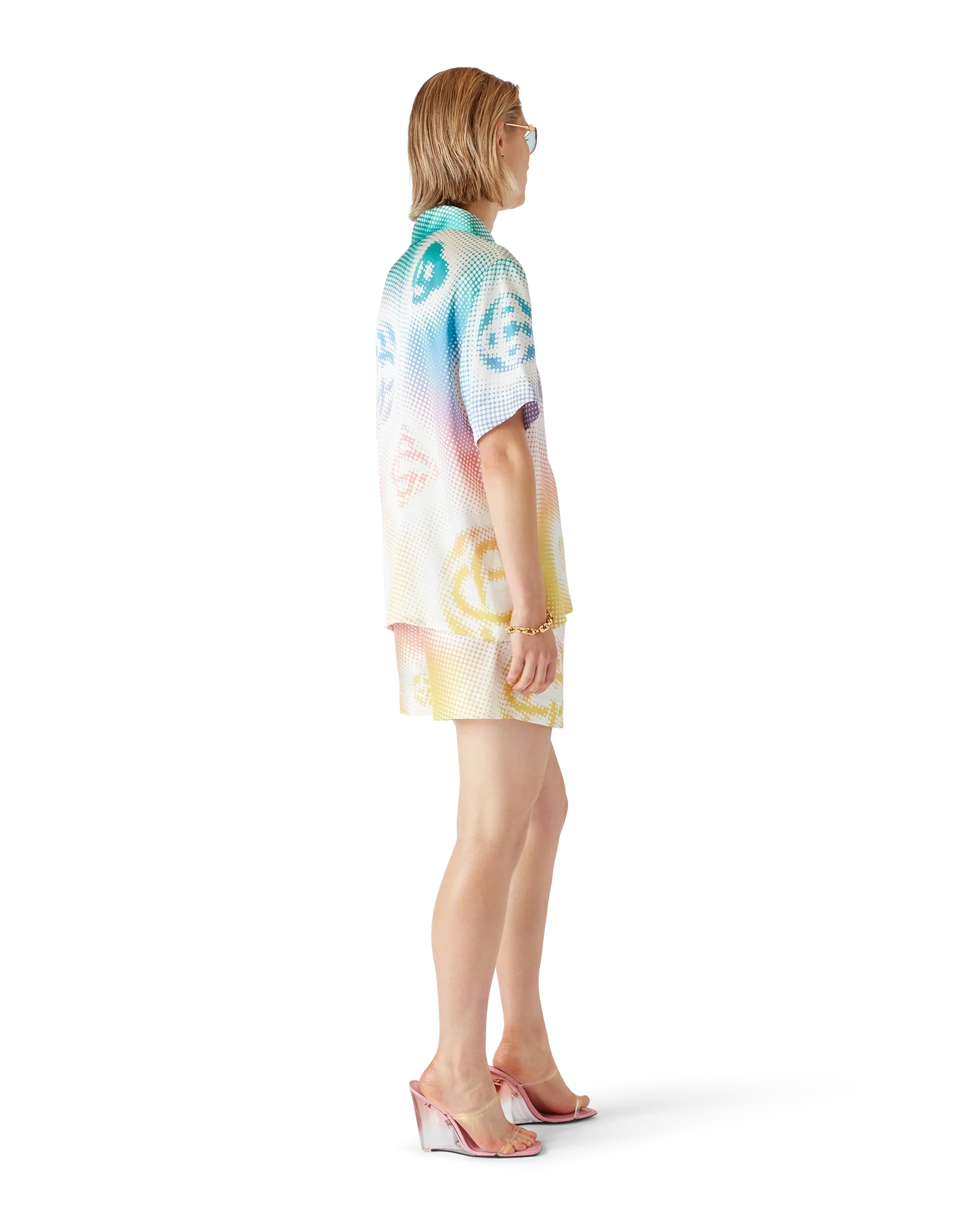 Halftone Logo Short Sleeve Silk Shirt