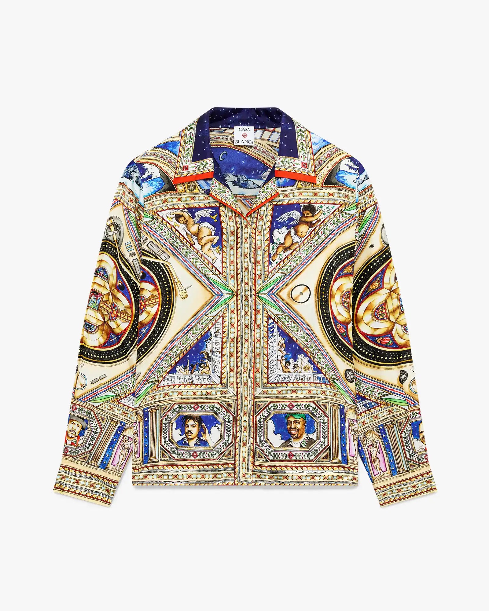 Take Me To Church Cuban Collar Long Sleeve Silk Shirt