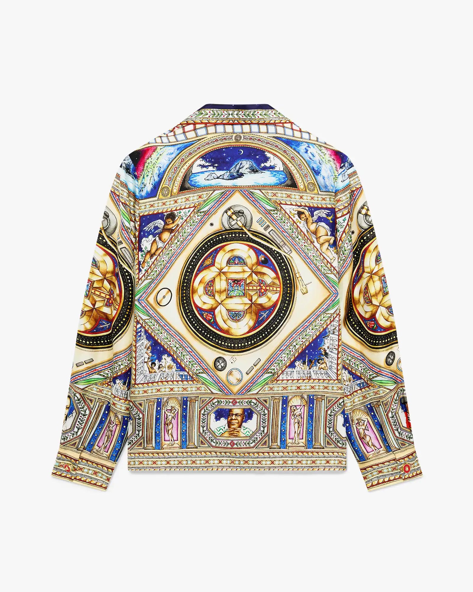 Take Me To Church Cuban Collar Long Sleeve Silk Shirt