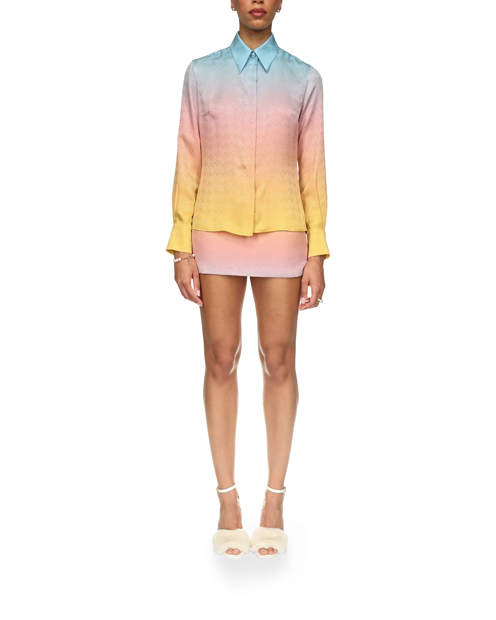 Ping Pong Gradient Silk Long Sleeve Shirt