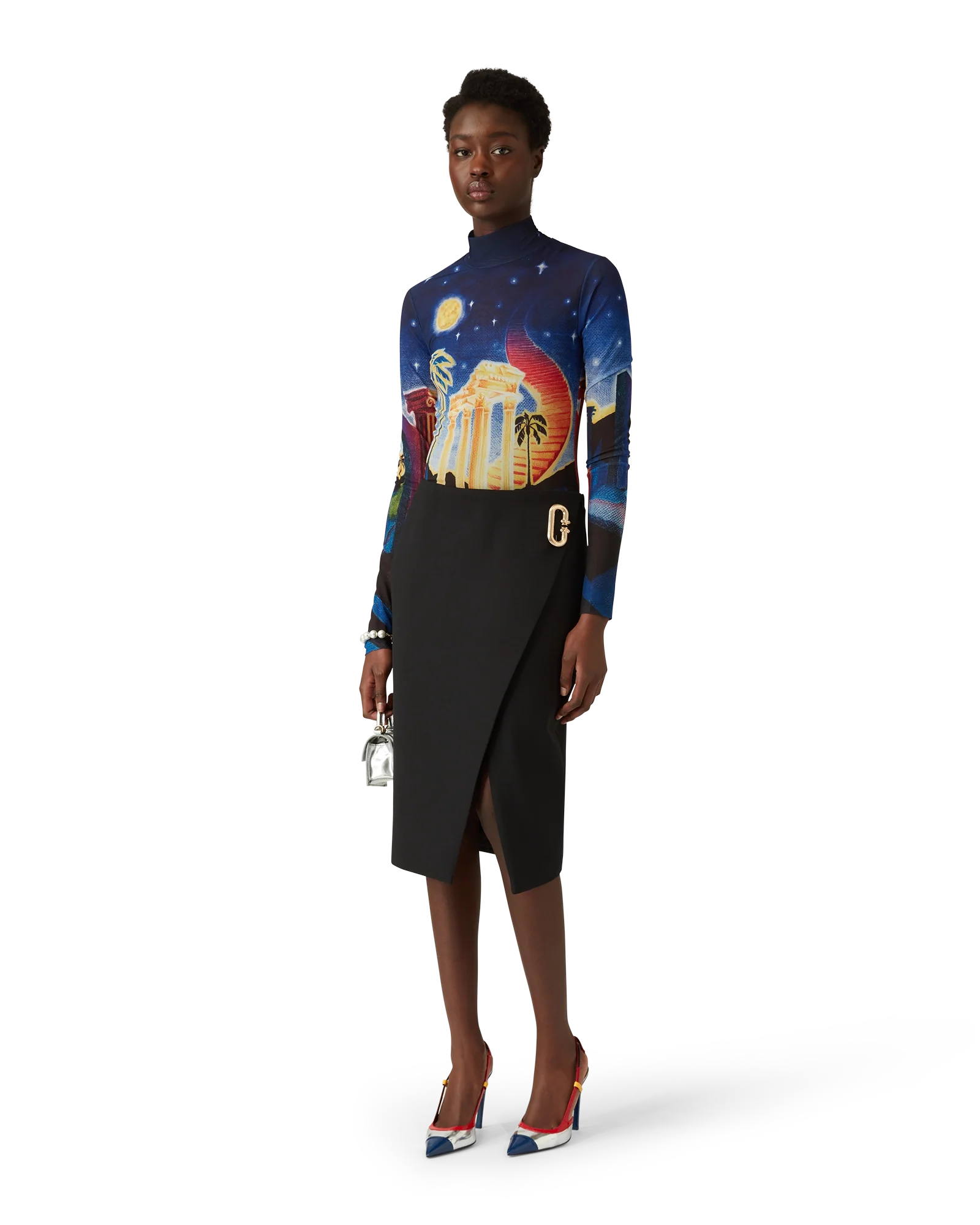 Chrome Arch Slingback Pump