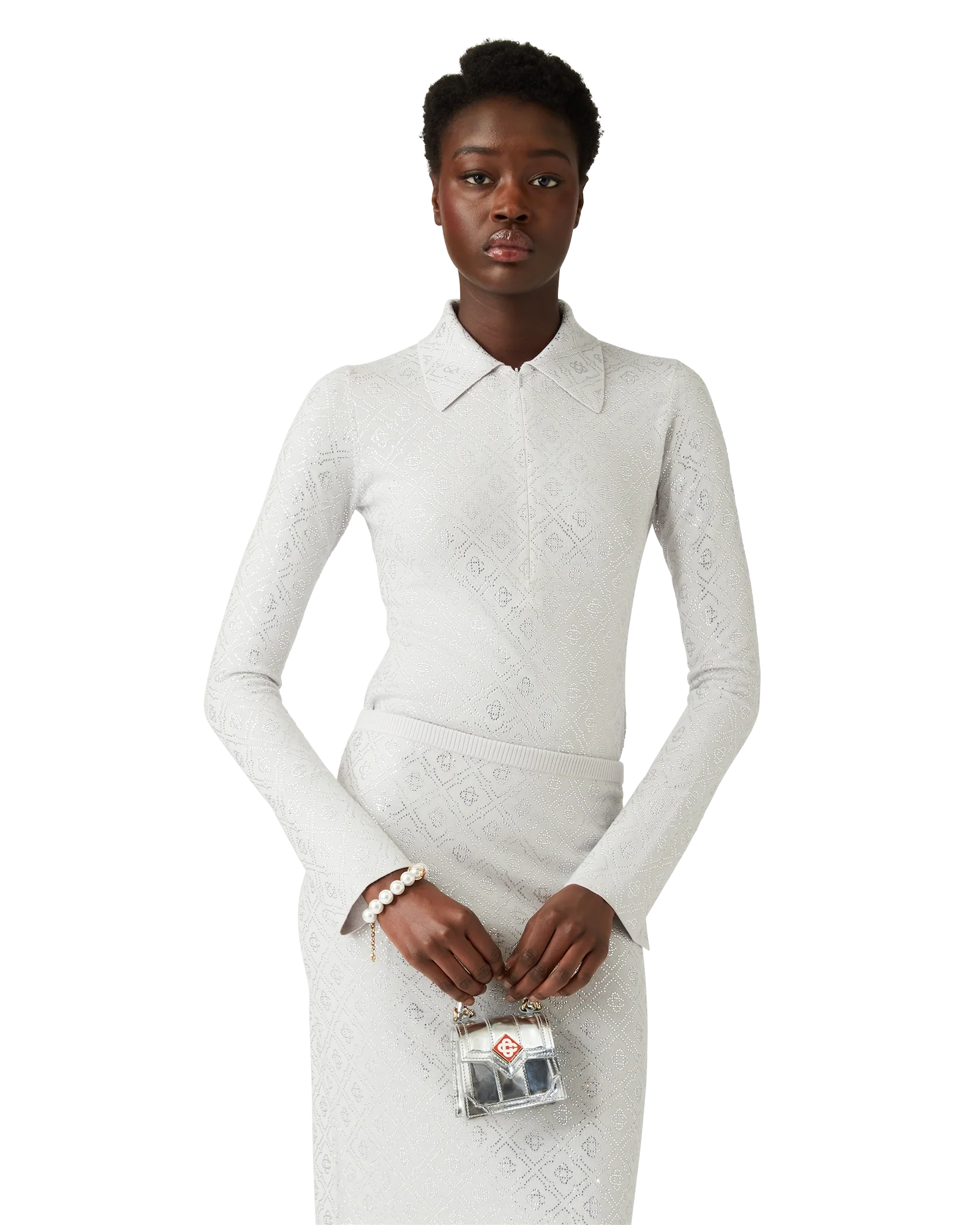 Crystal Monogram Knit Bodysuit