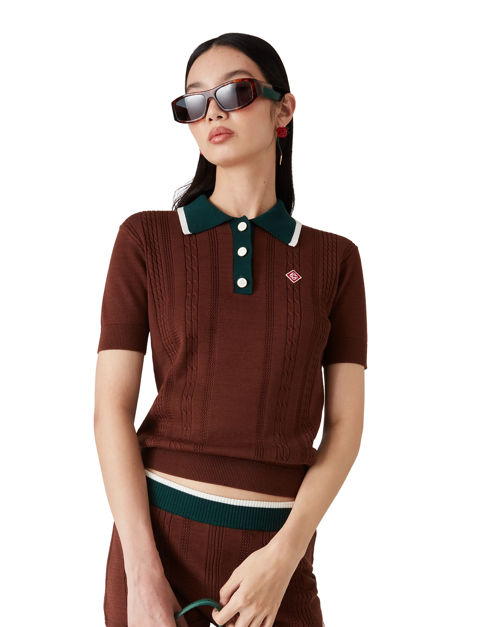 Cable Knit Polo Shirt