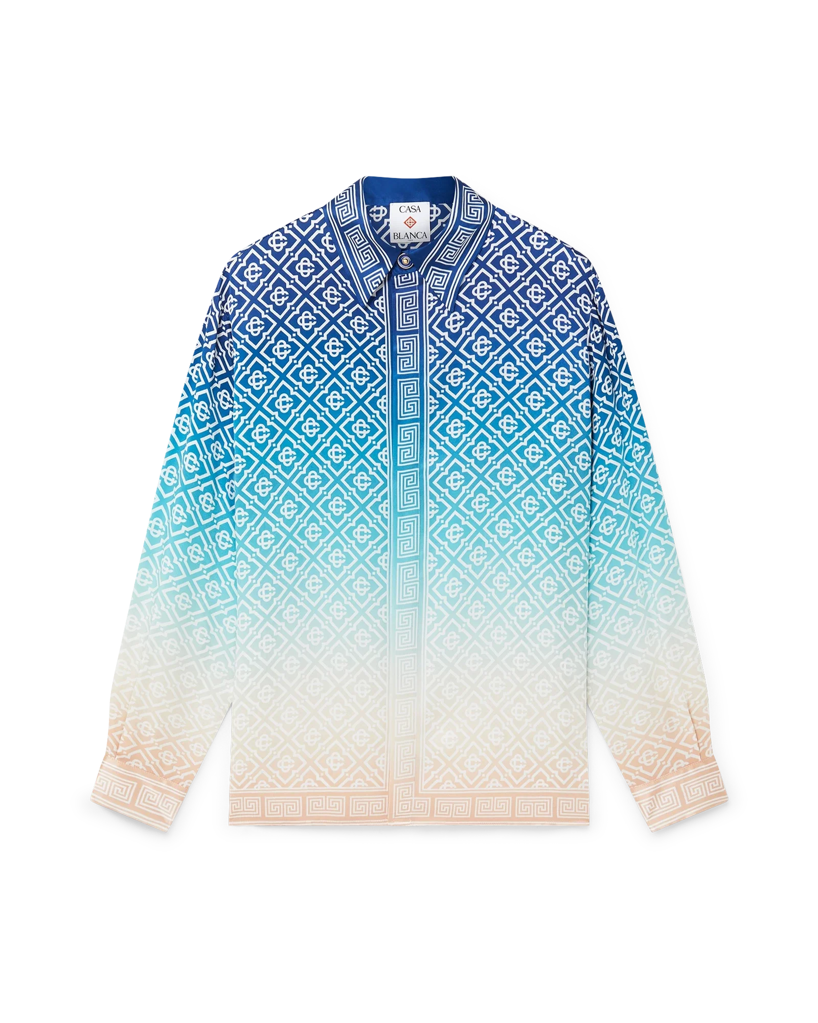Jacquard Gradient Long Sleeve Silk Shirt