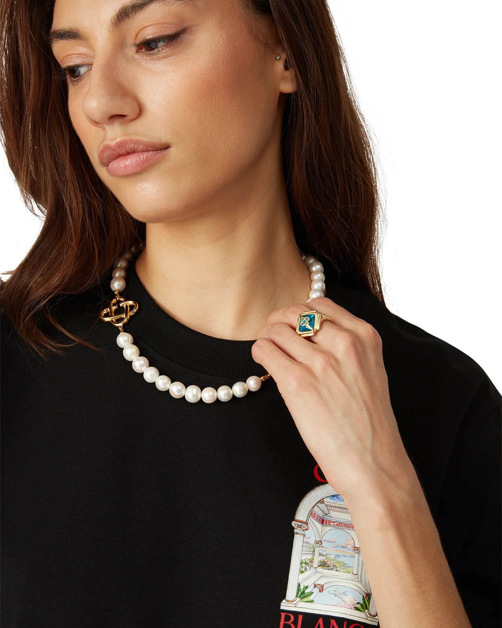 Medium Pearl Logo Necklace