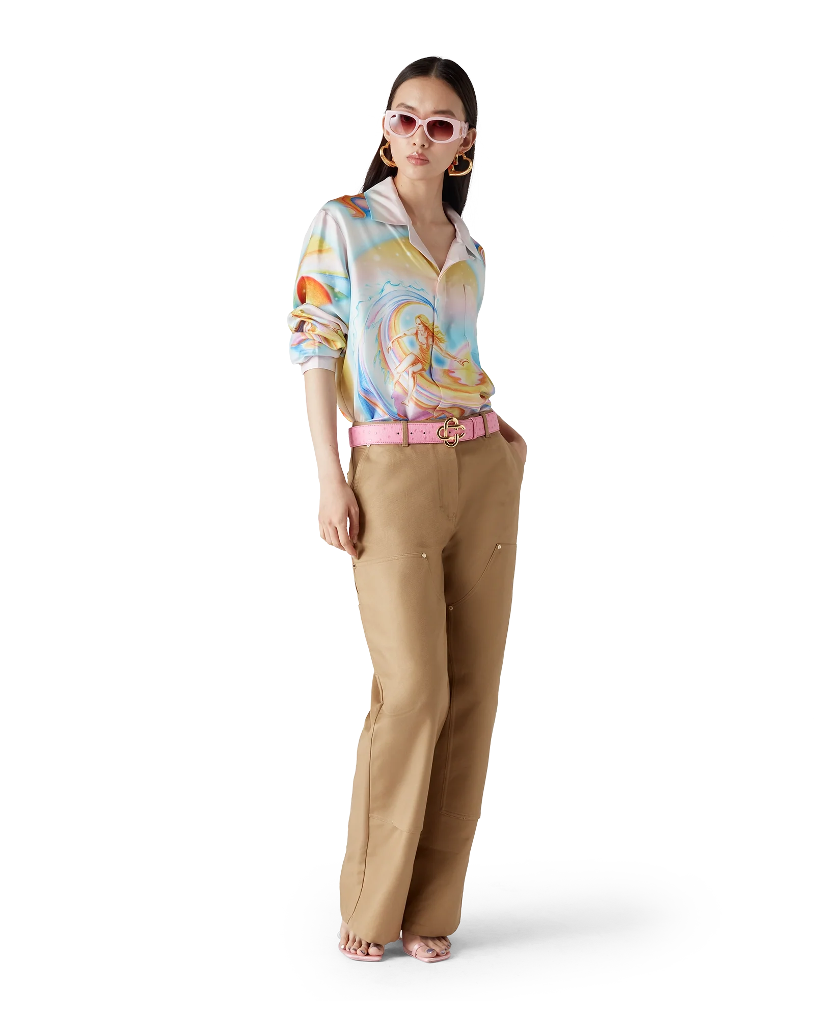 Pink Embossed CC Logo Belt