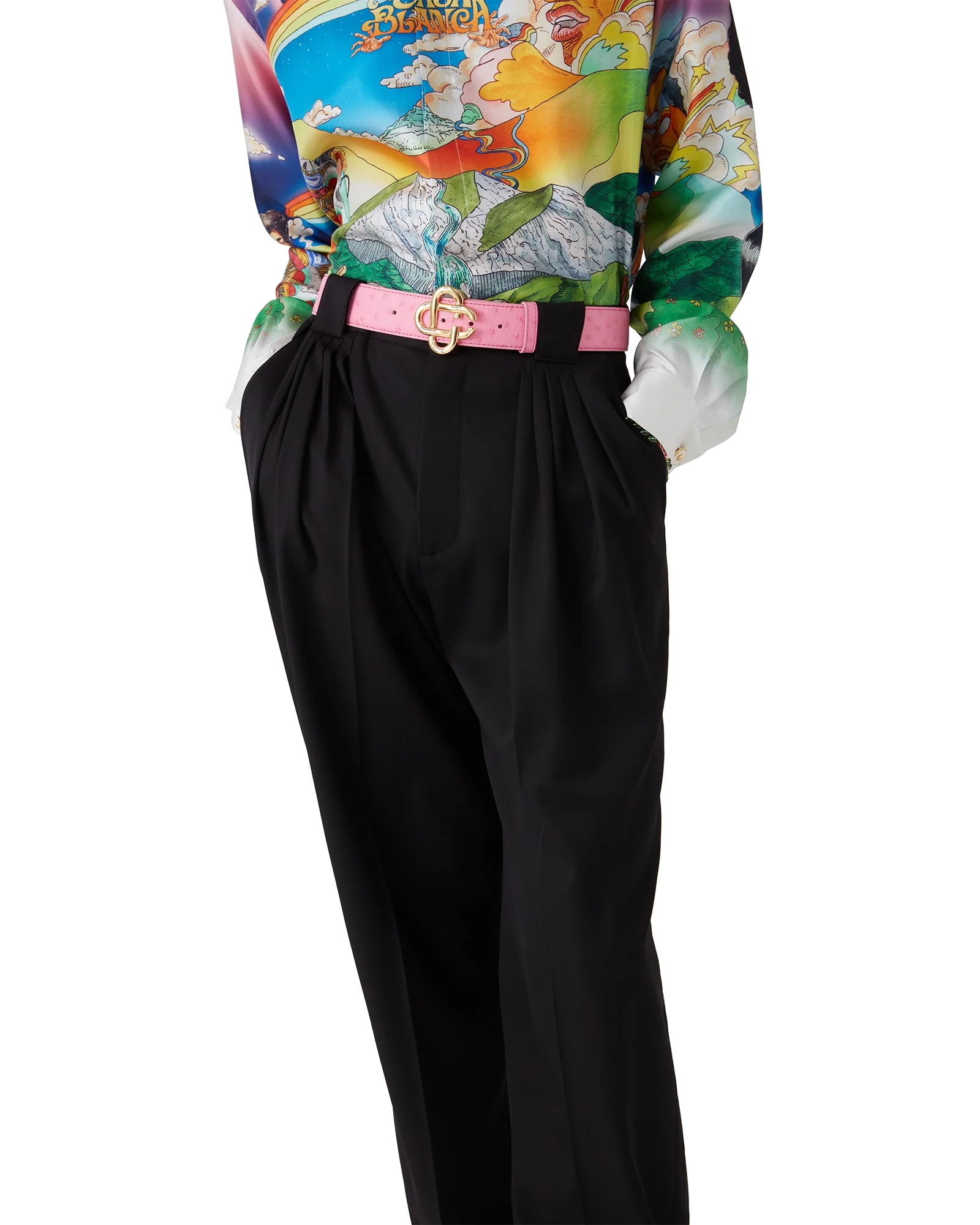 Pink Embossed CC Logo Belt