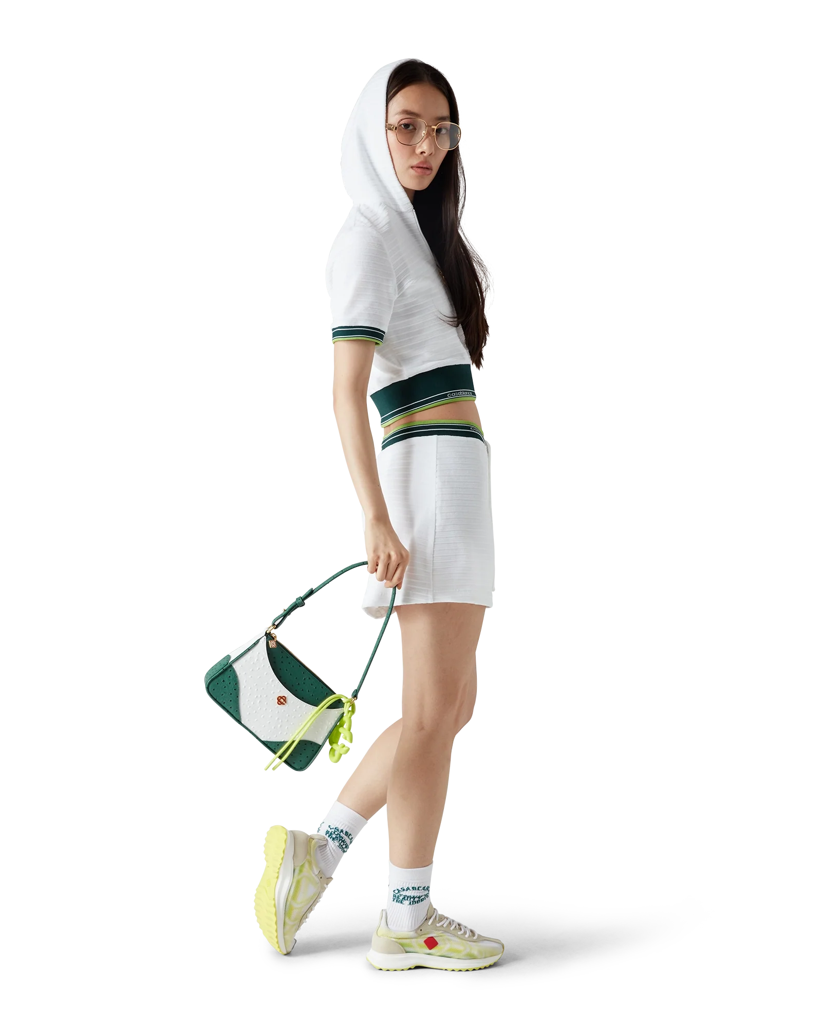 White & Green Jeanne Pochette Shoulder Bag