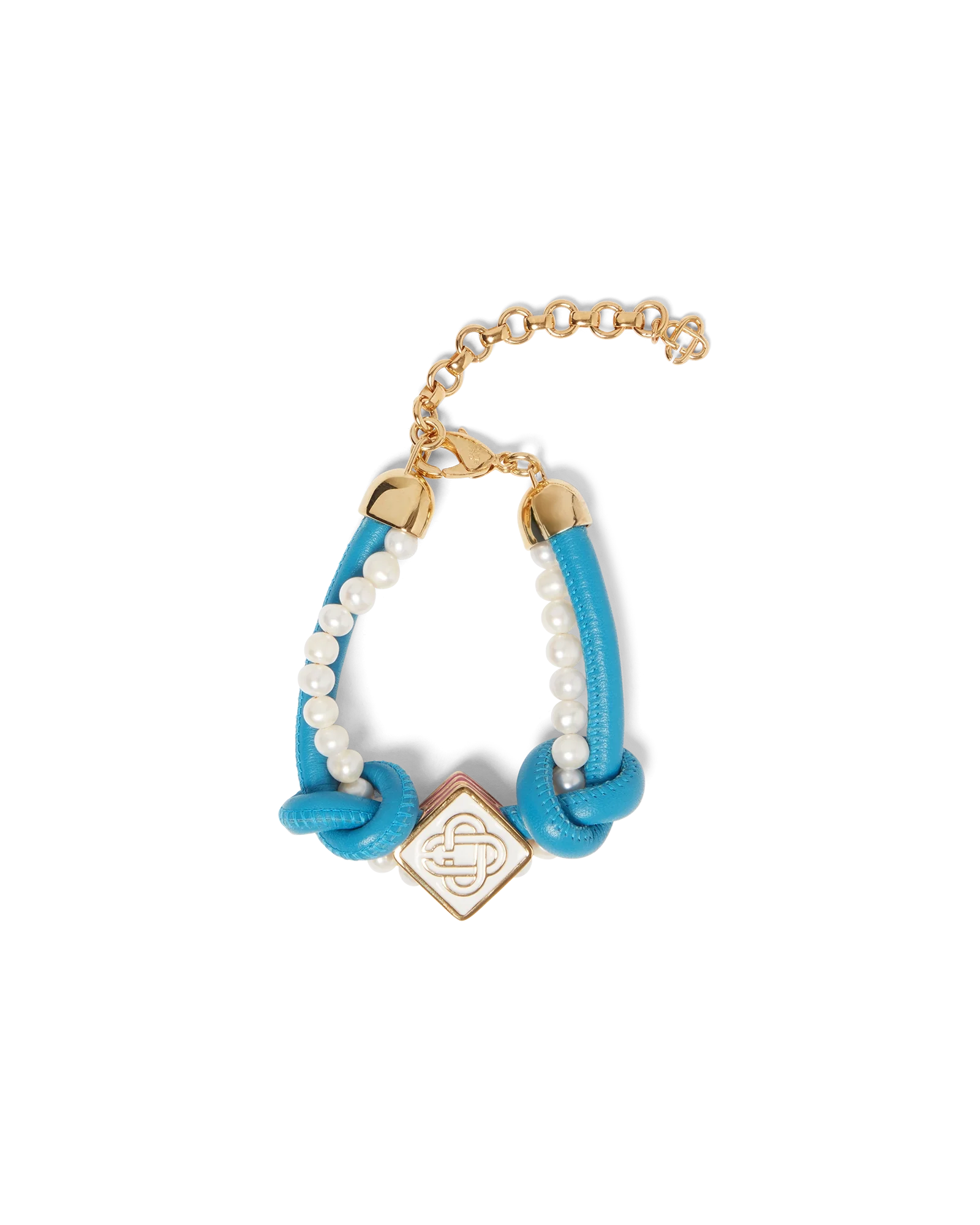 Blue Knotted Pearl Bracelet