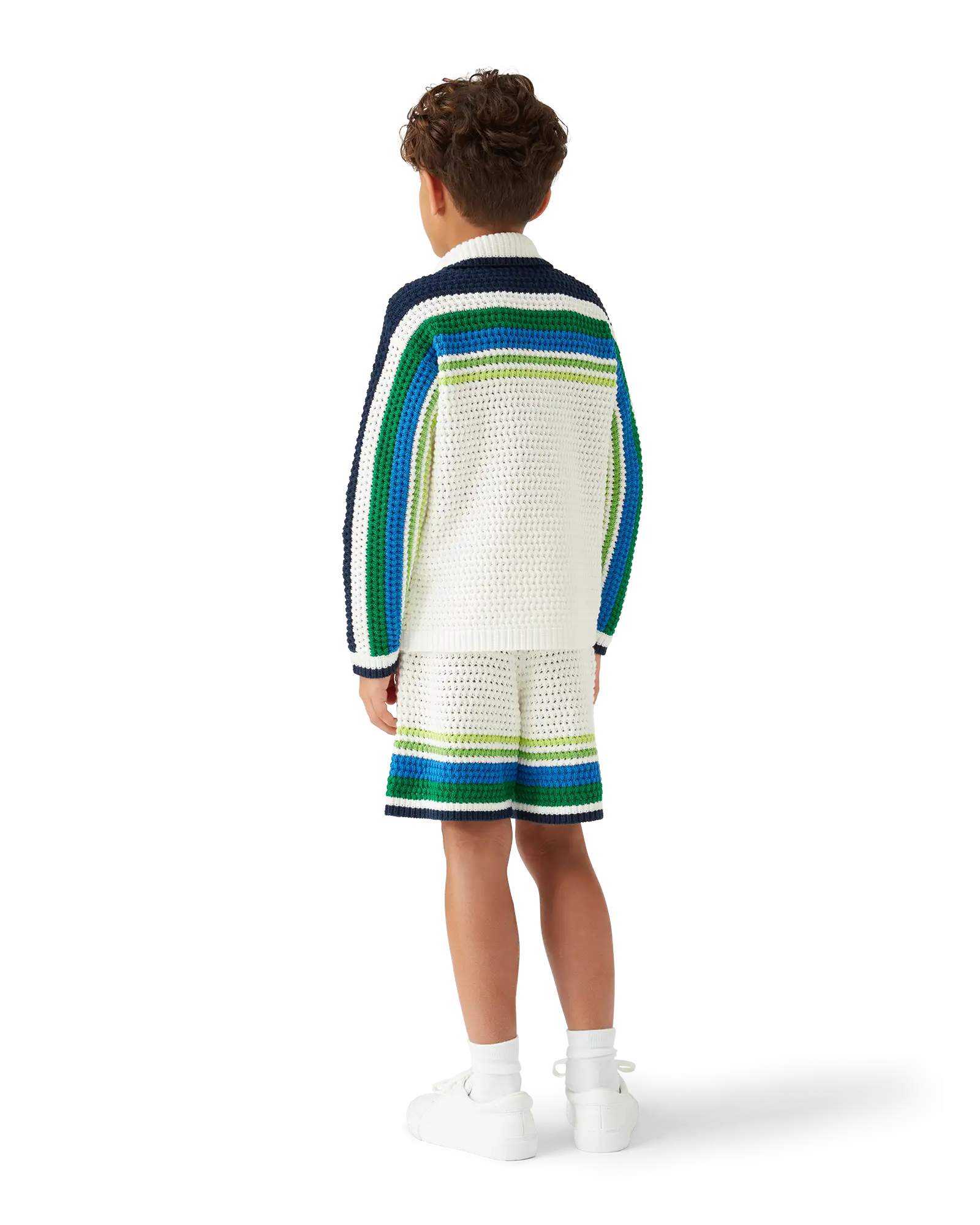 Children's Tennis Stripe Long Sleeve Knit Shirt