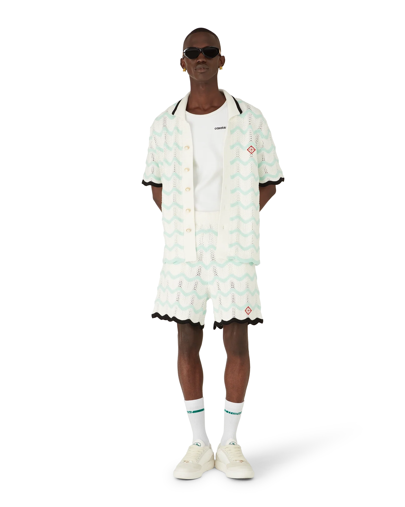 Gradient Wave Cotton Crochet Shorts