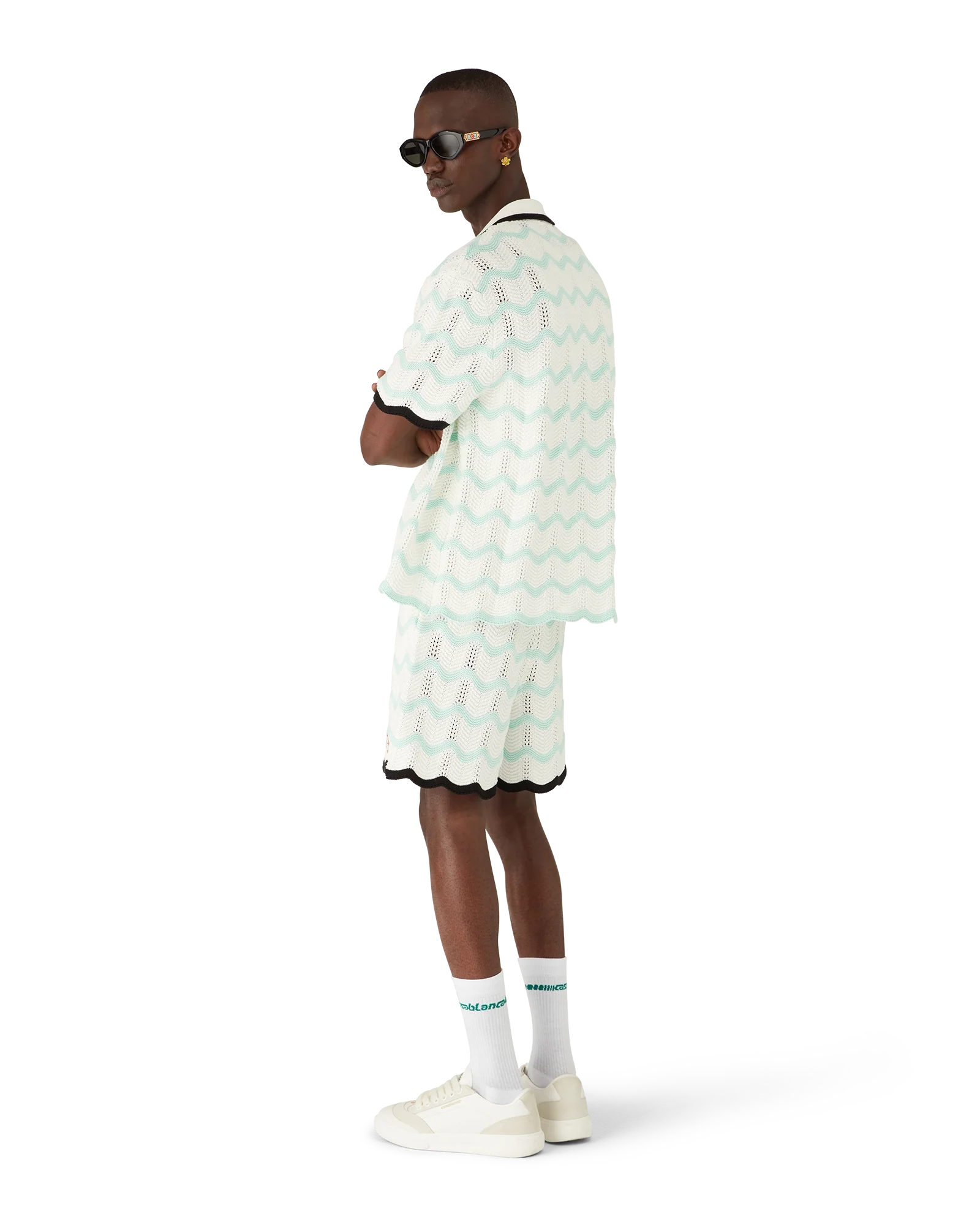 Gradient Wave Cotton Crochet Shorts