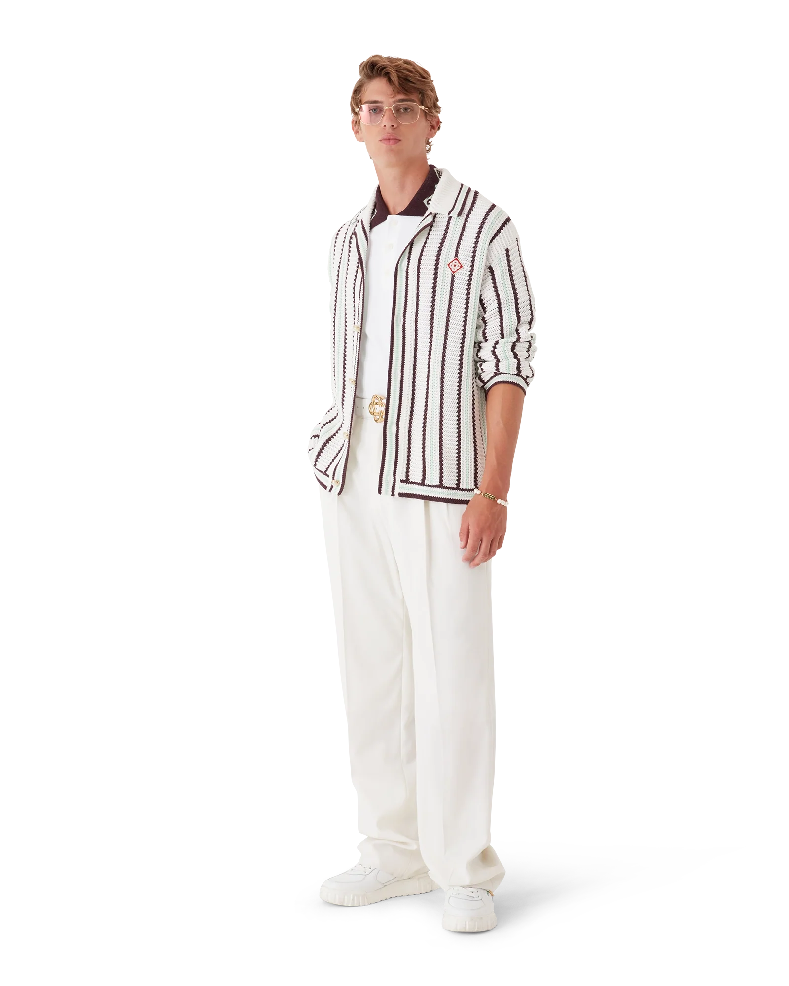 Striped Cotton Crochet Shirt