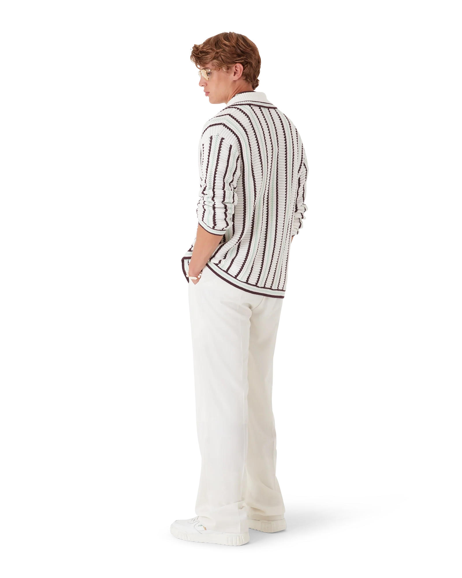 Striped Cotton Crochet Shirt