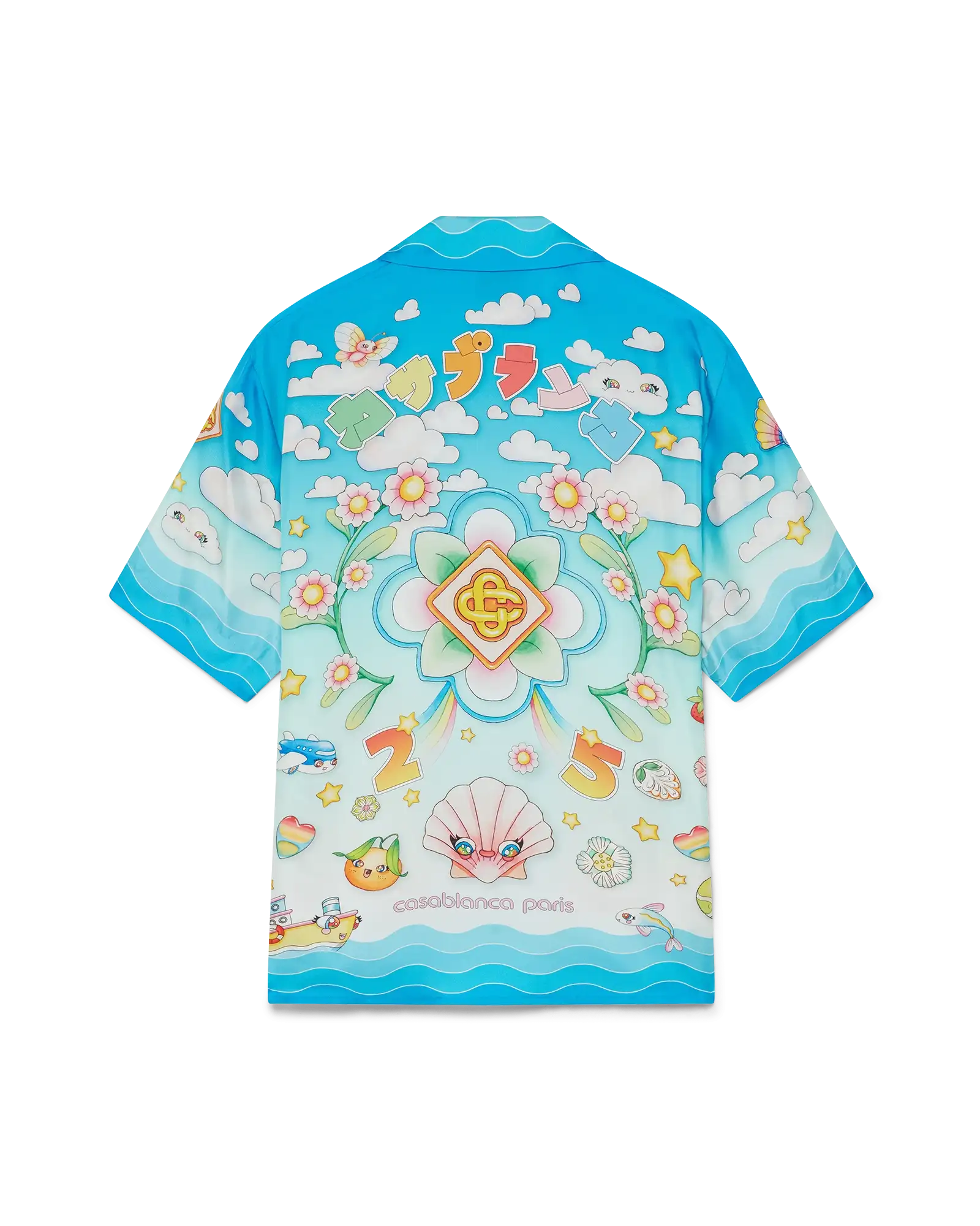 Kawaii Motif Short Sleeve Silk Twill  Shirt
