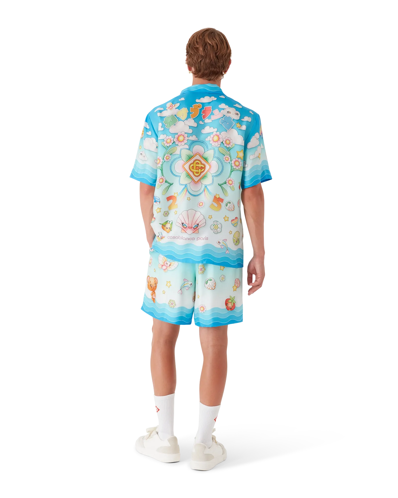 Kawaii Motif Short Sleeve Silk Twill  Shirt
