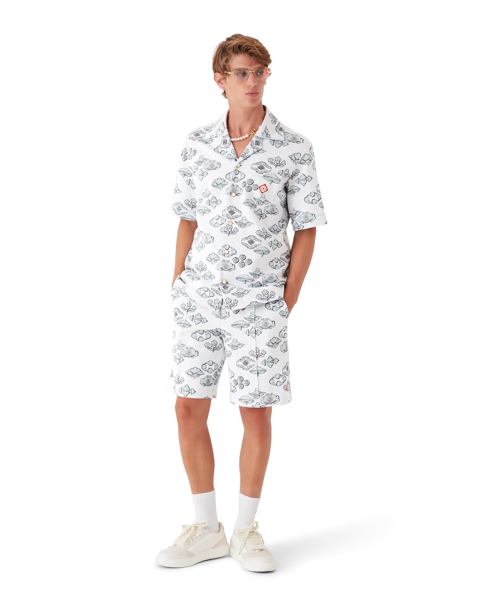 Jacquard Motif Short Sleeve Shirt