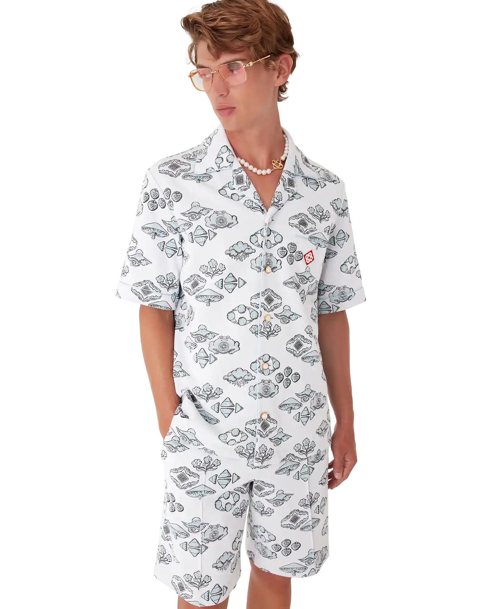 Jacquard Motif Short Sleeve Shirt