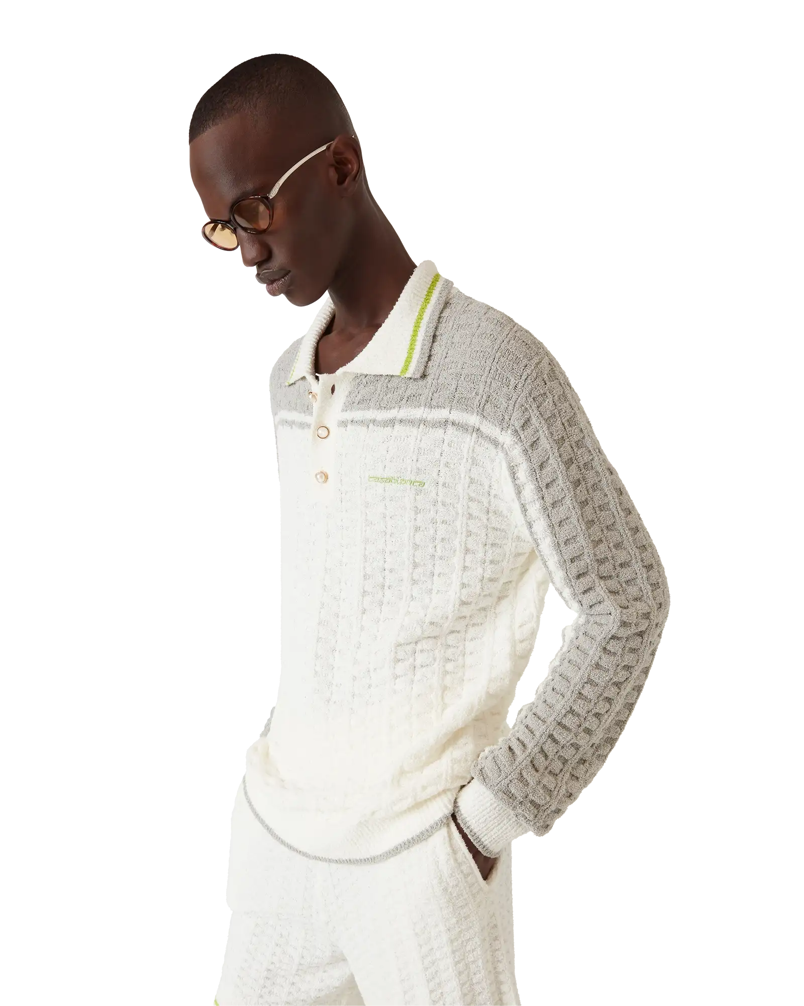 Tennis Boucle Long Sleeve Polo Shirt