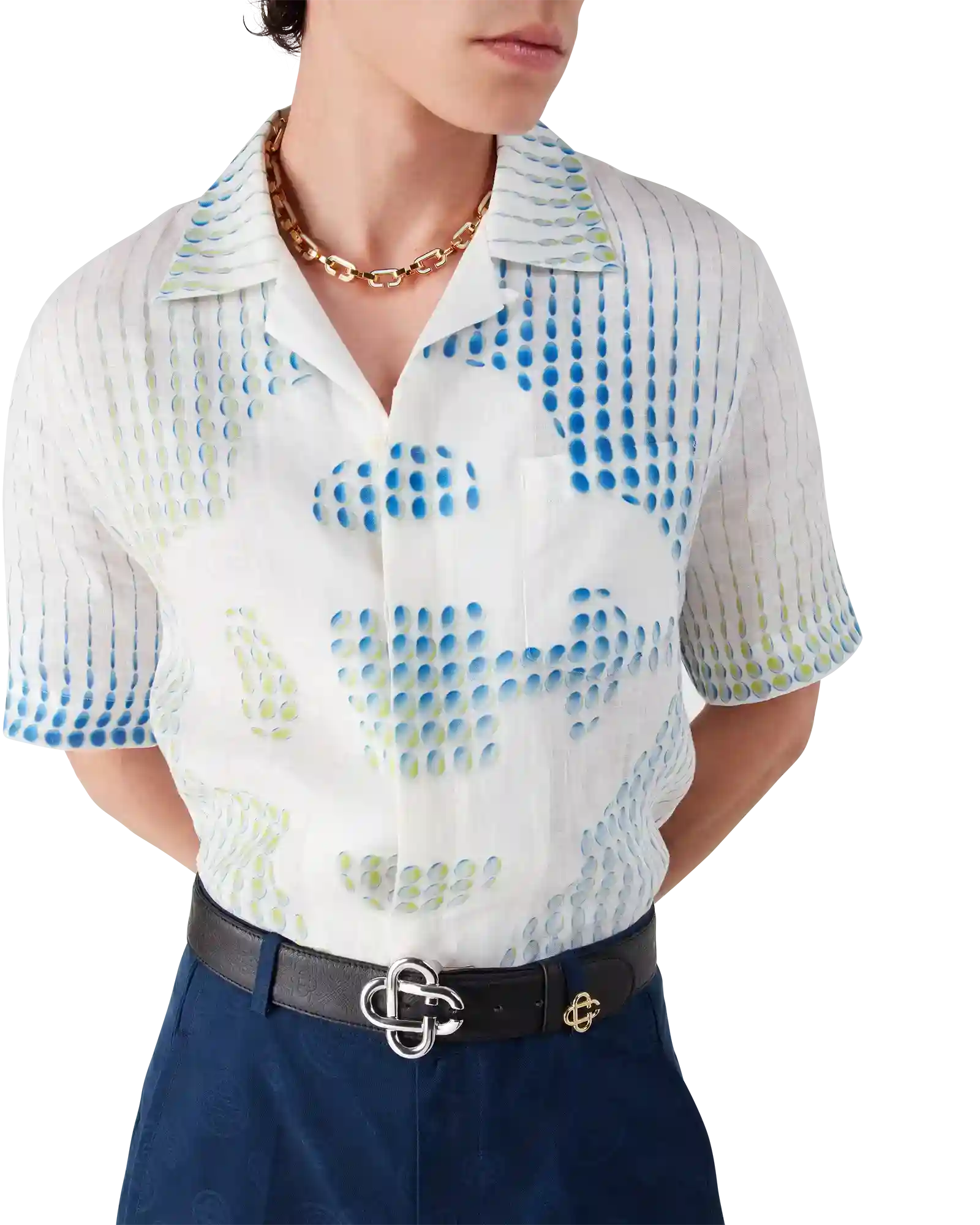 Dots Short Sleeve Linen Shirt