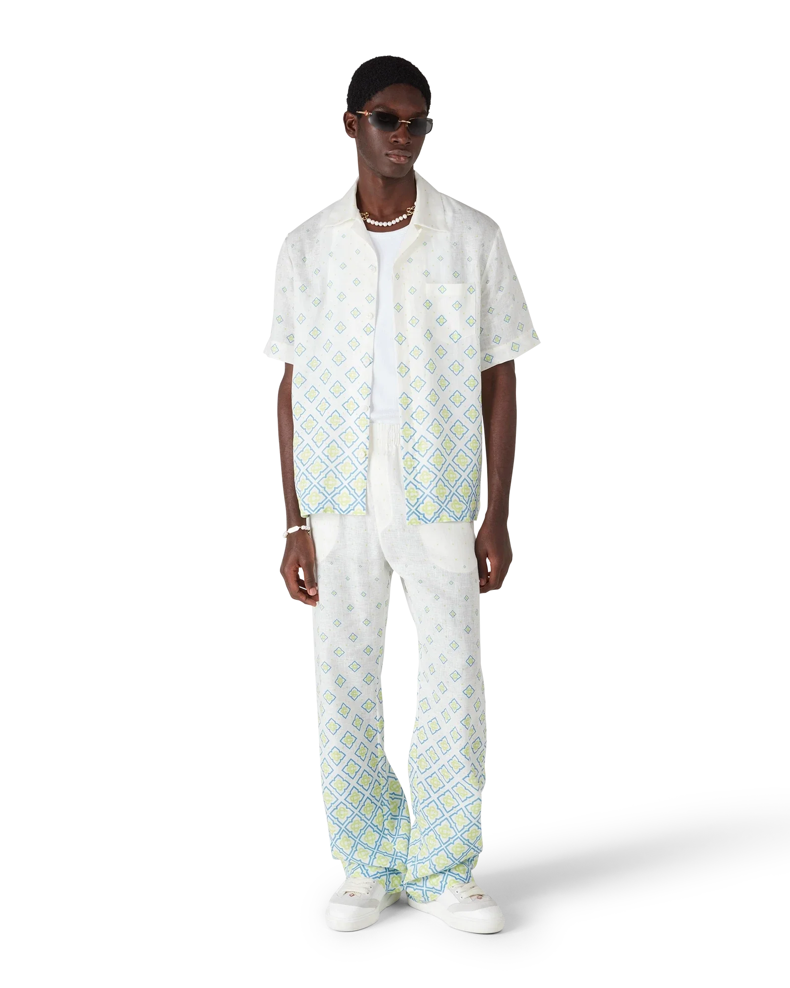 Degrade Monogram Short Sleeve Linen Shirt