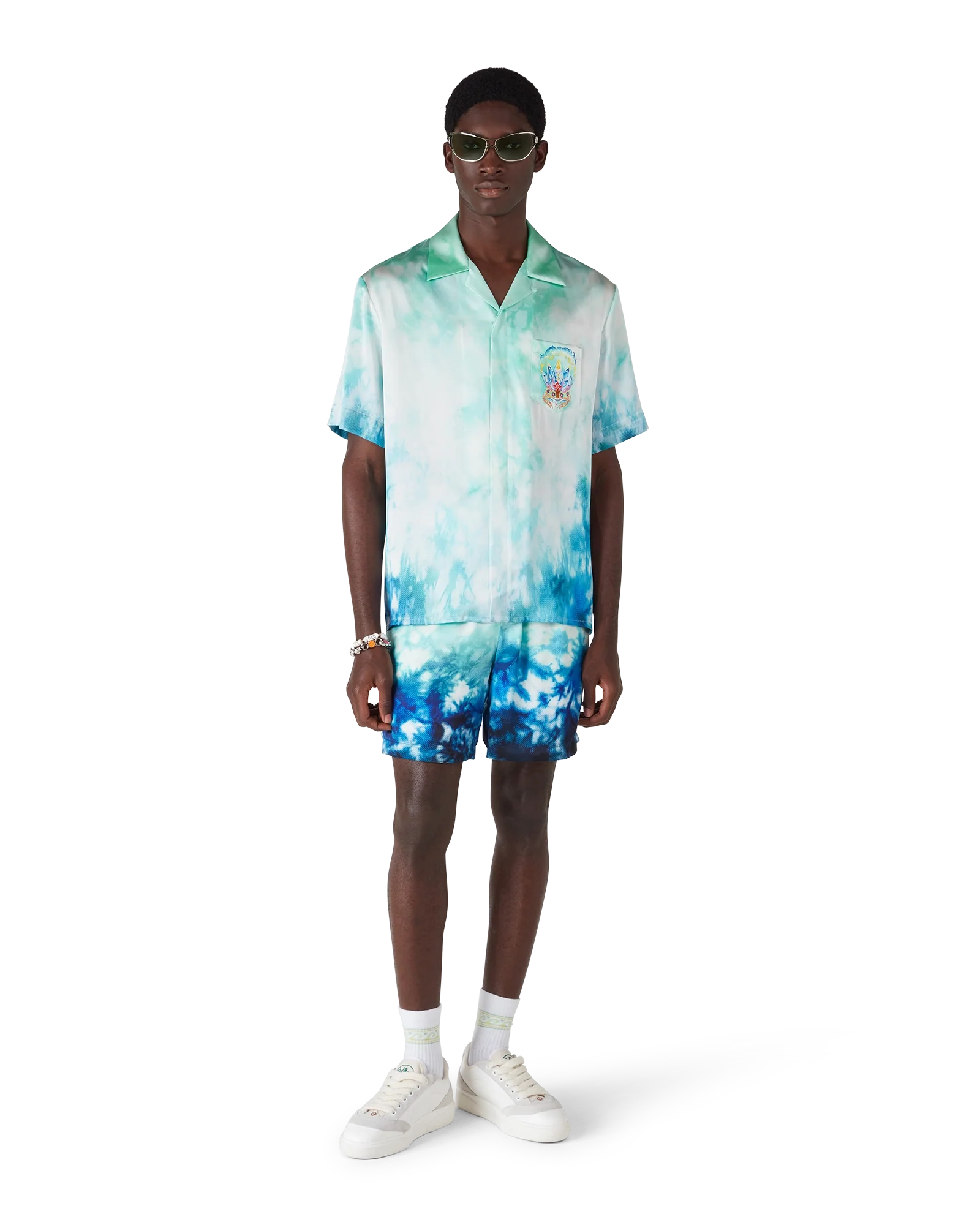 Surf Lotus Short Sleeve Silk Shirt