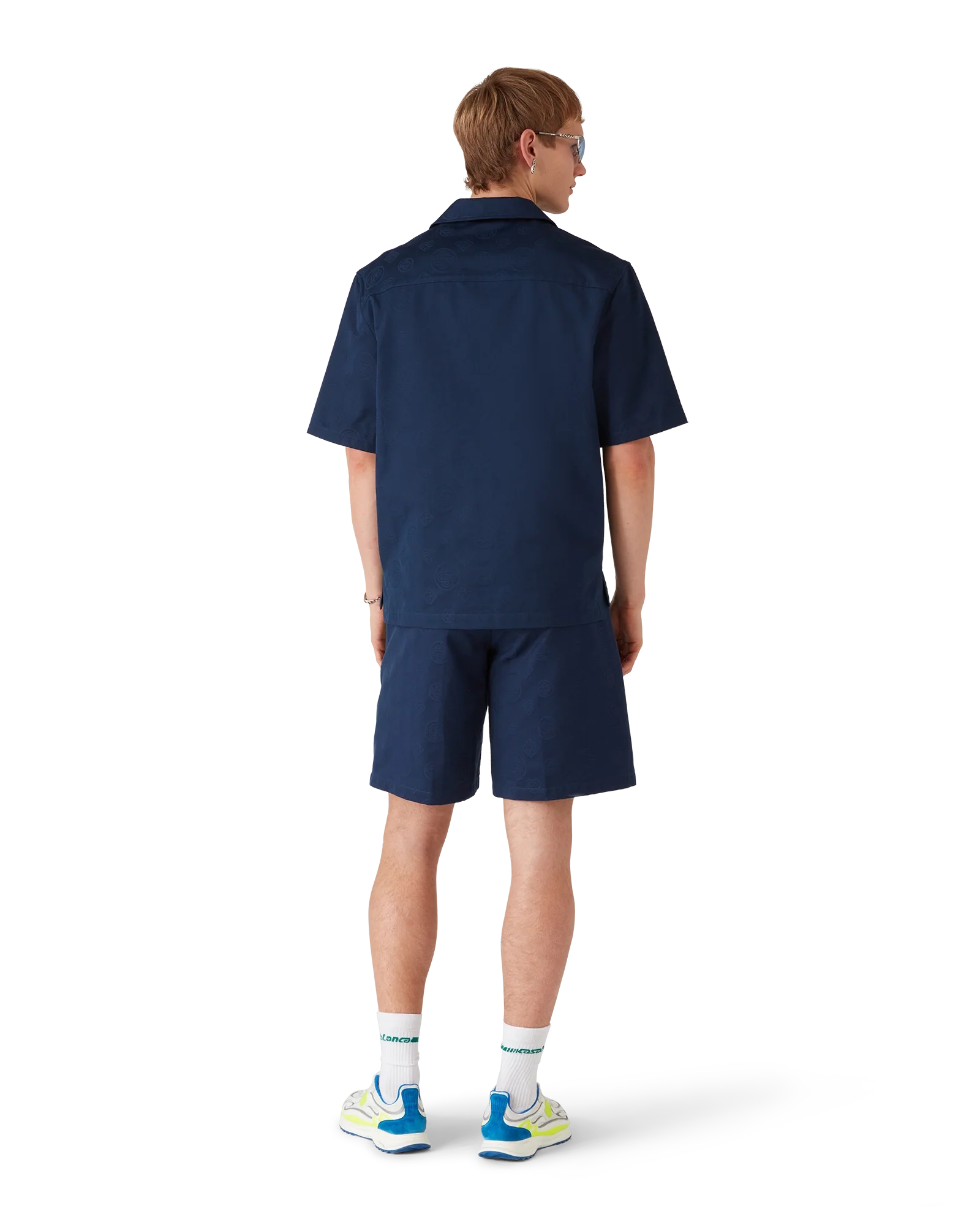 Navy Monogram Short Sleeve Shirt