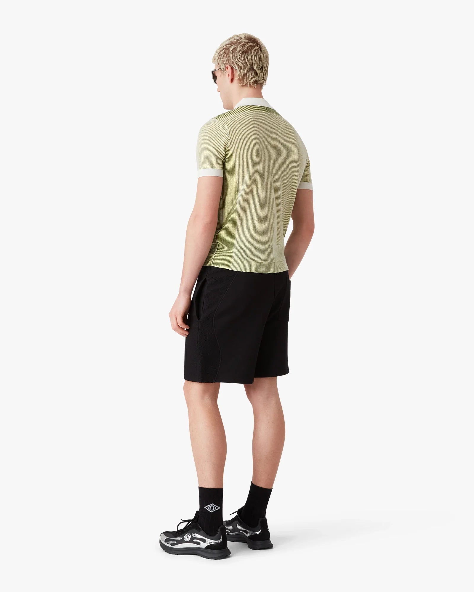 Vertical Stripe Short Sleeve Polo Shirt