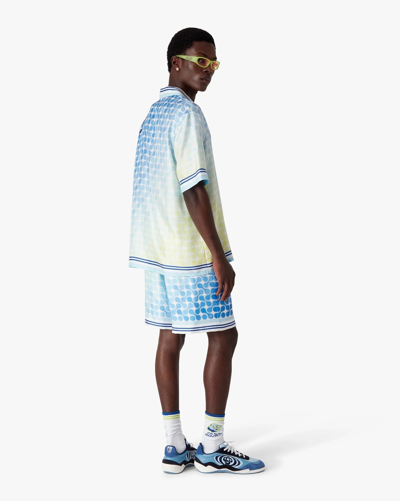 Gradient Tennis Tile Silk Shorts
