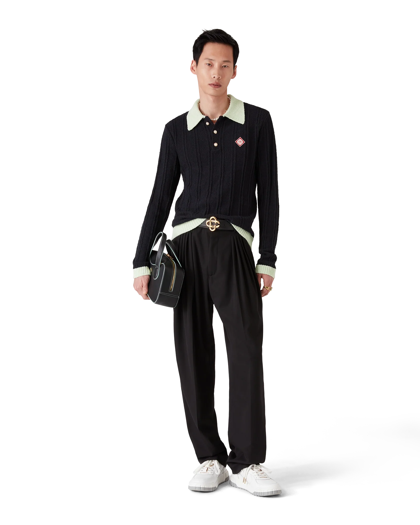 Boucle Long Sleeve Polo Shirt