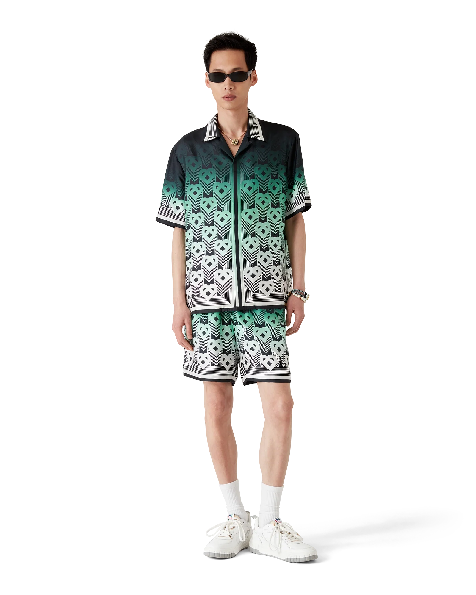 Gradient Monogram Short Sleeve Silk Shirt