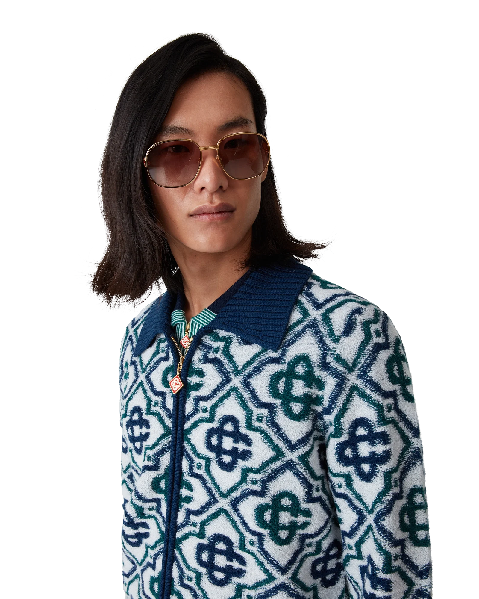 Monogram Knit Zip Jumper