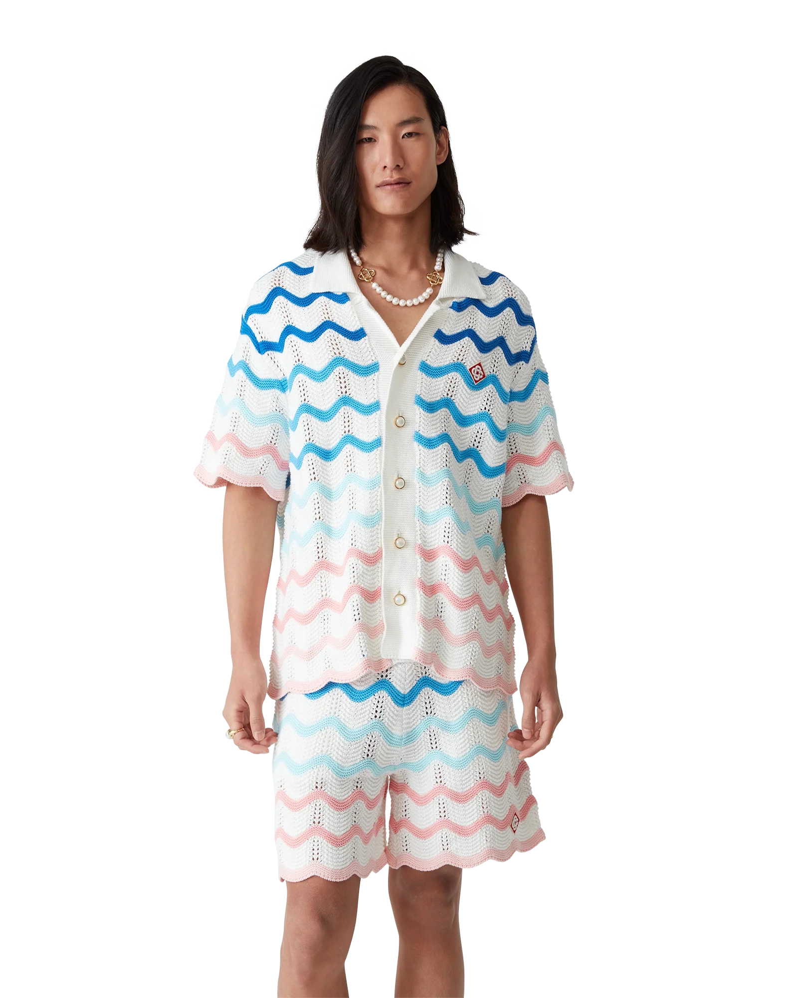 Gradient Wave Crochet Shorts