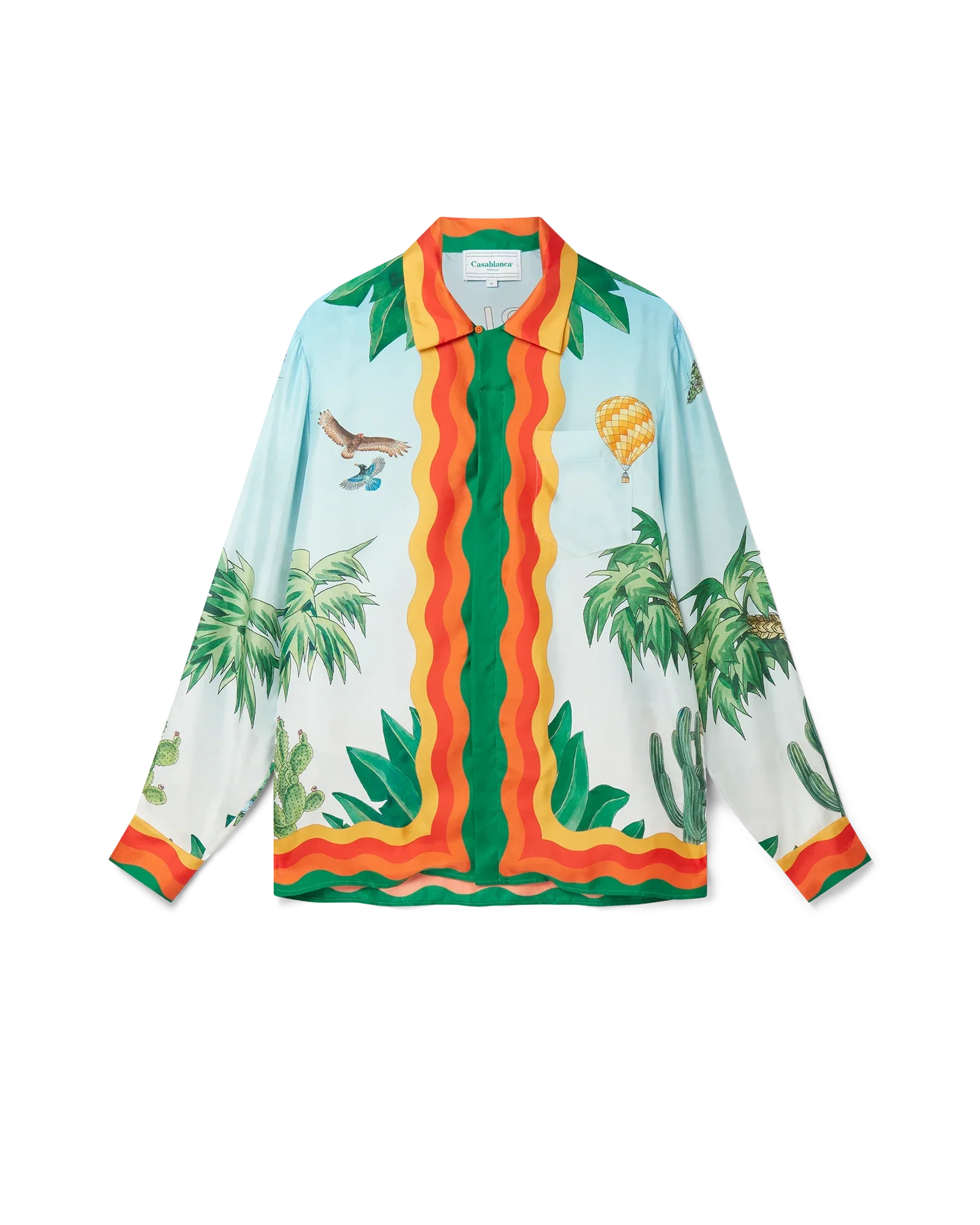 Palm Springs Tennis Club Cuban Collar Long Sleeve Silk Shirt