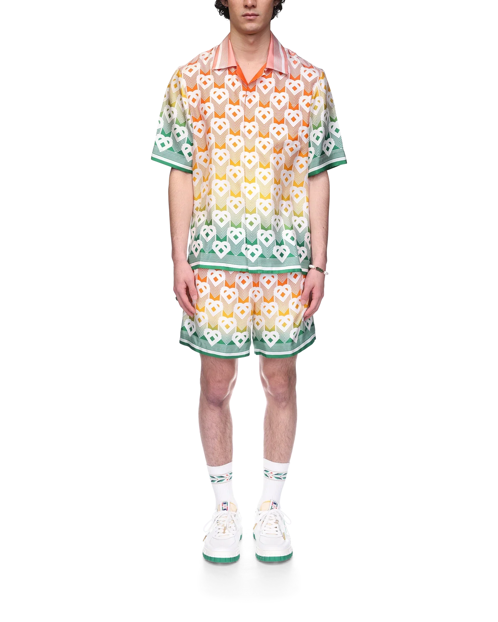 Gradient Heart Monogram Silk Shirt