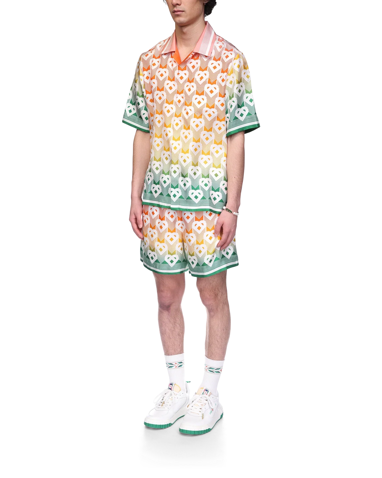 Gradient Heart Monogram Silk Shirt