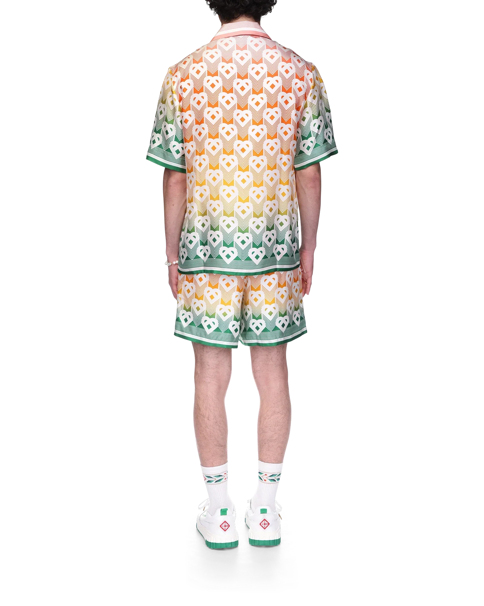 Gradient Heart Monogram Silk Shirt