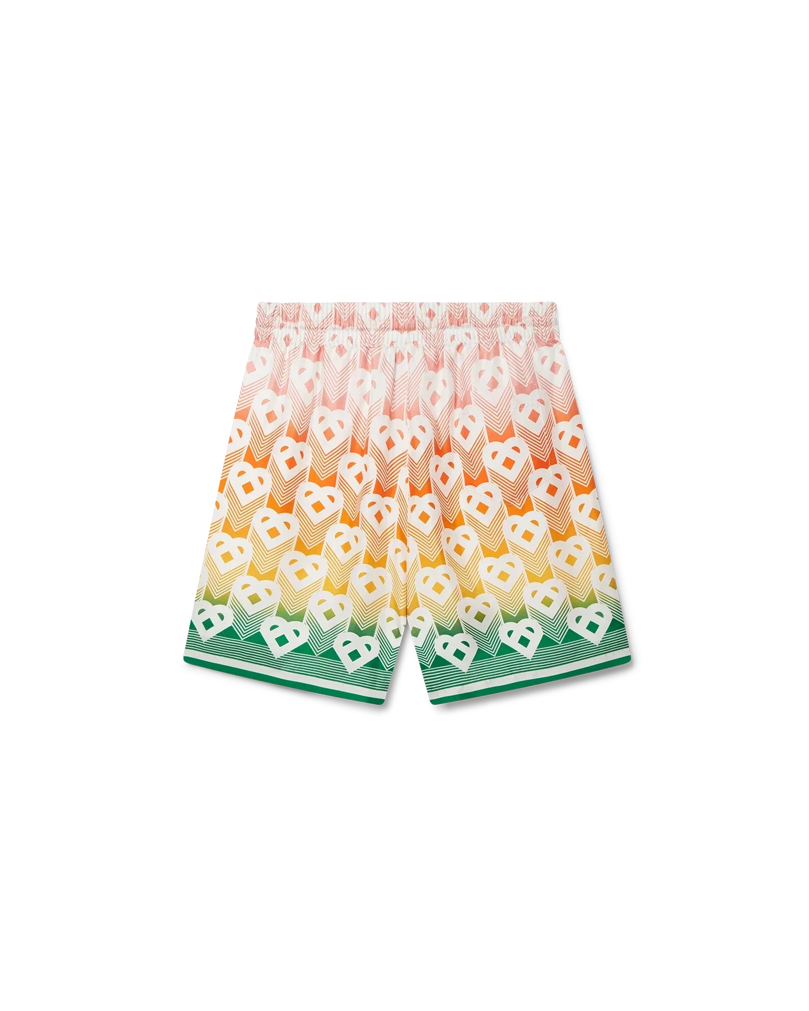 Gradient Heart Monogram Silk Shorts