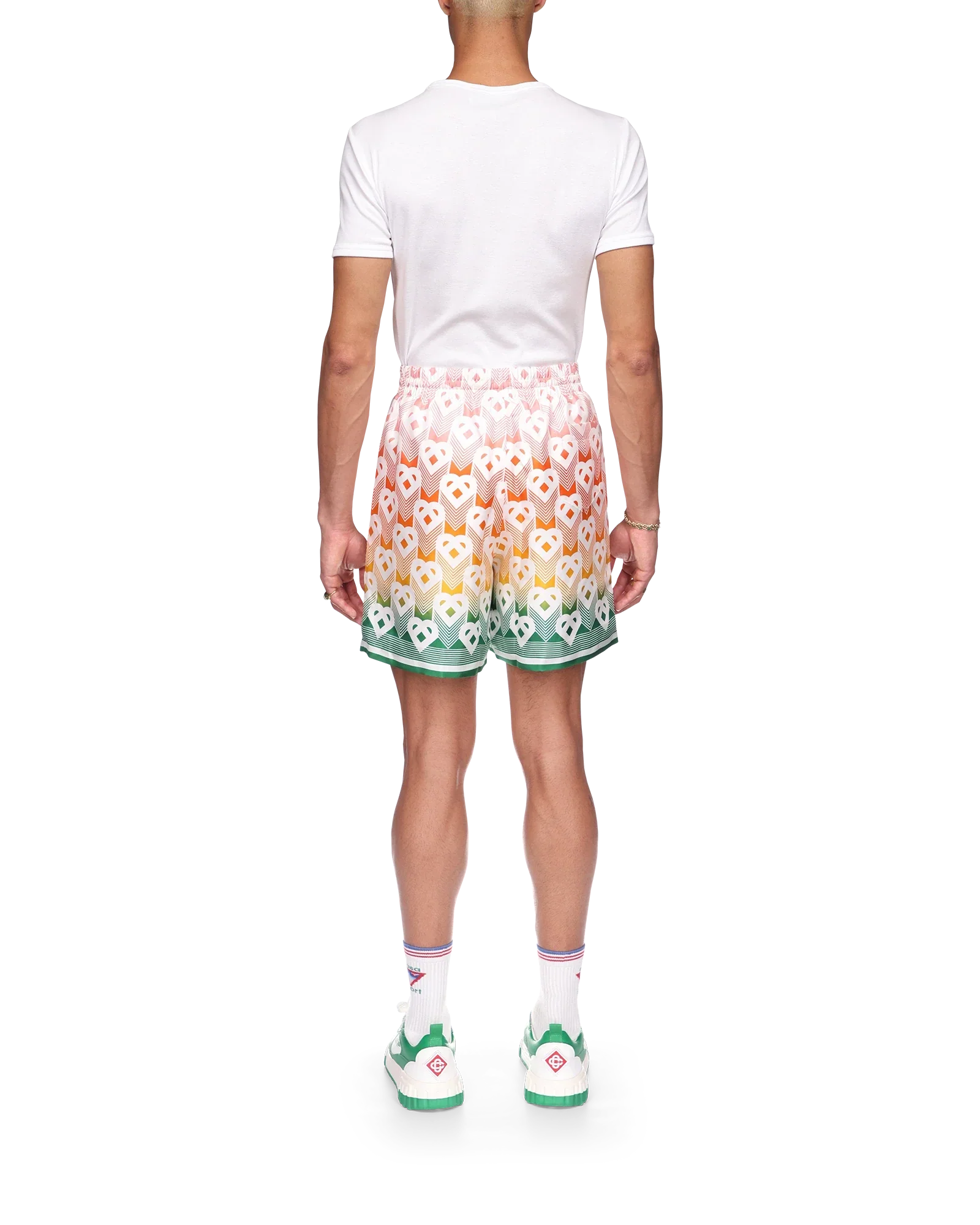 Gradient Heart Monogram Silk Shorts