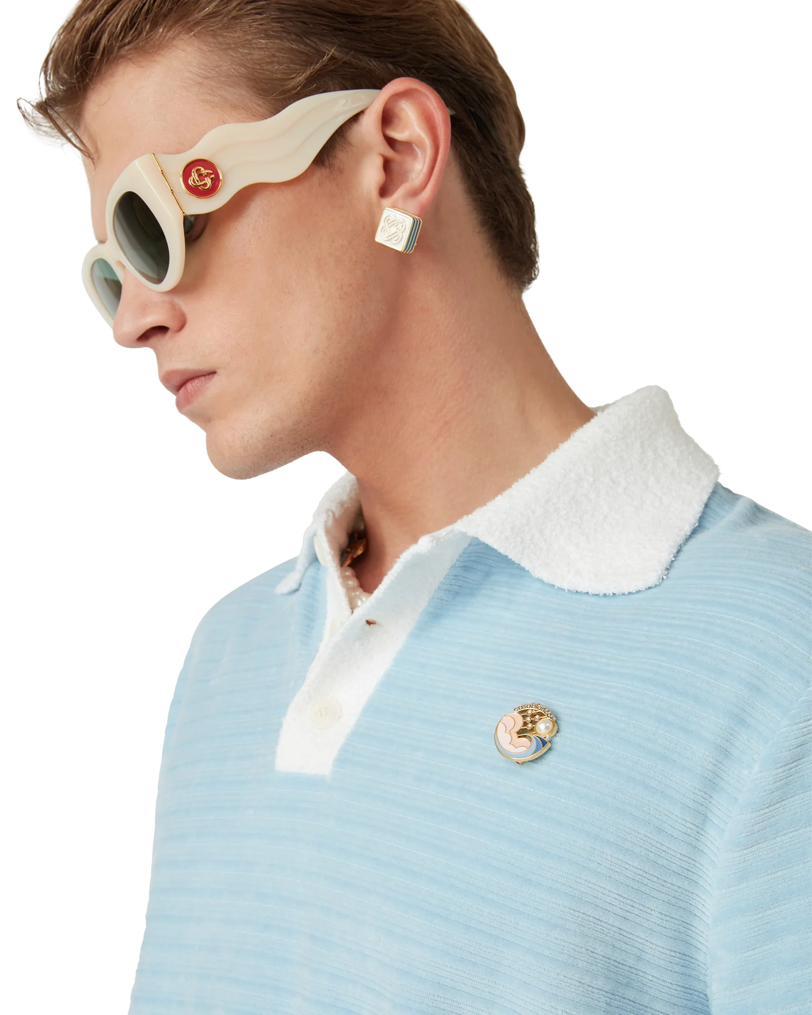 Velour Stripe Polo Shirt